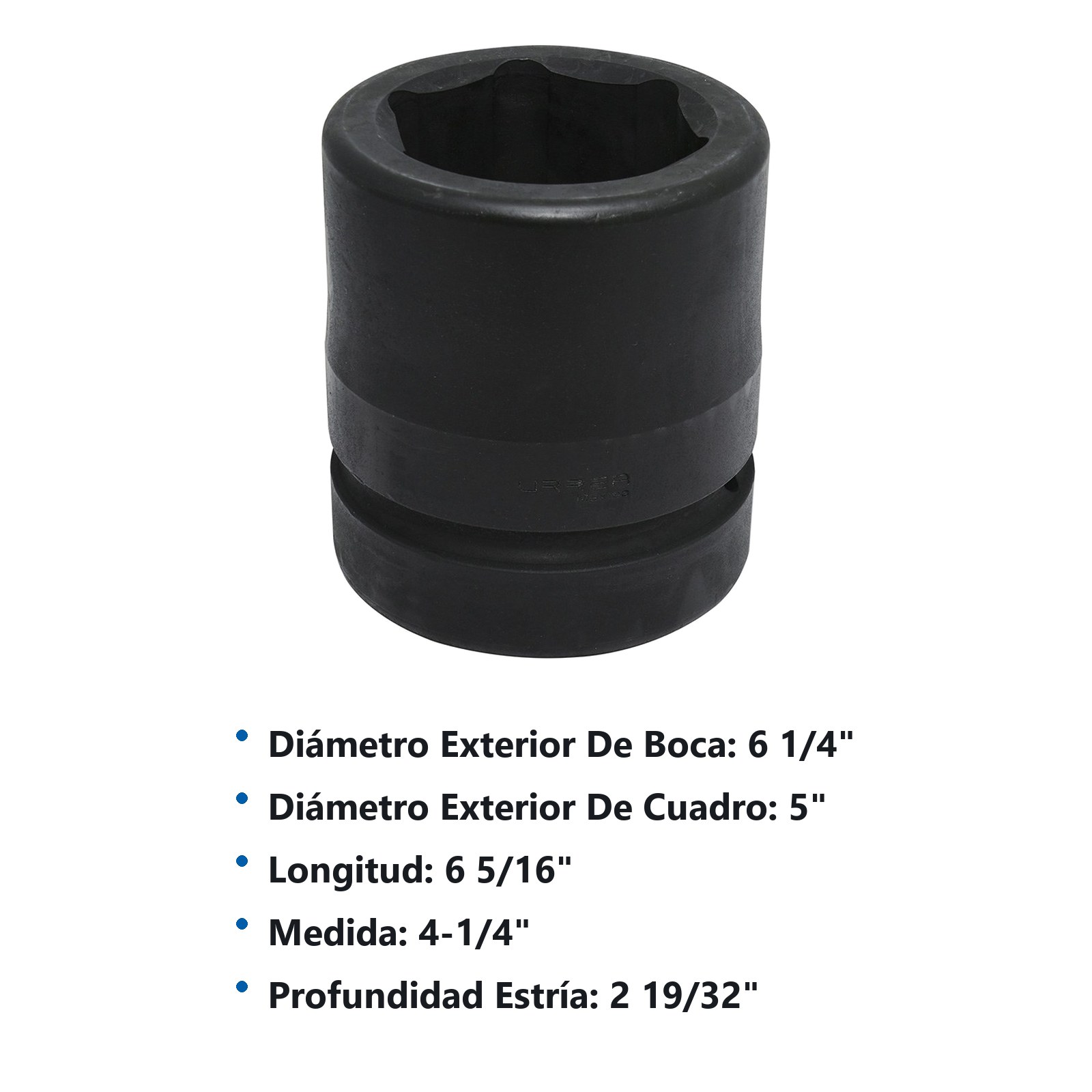 Dado de impacto cuadro de 2-1/2", 6 puntas, en pulgadas, 4-1/4" Urrea - Imagen 2