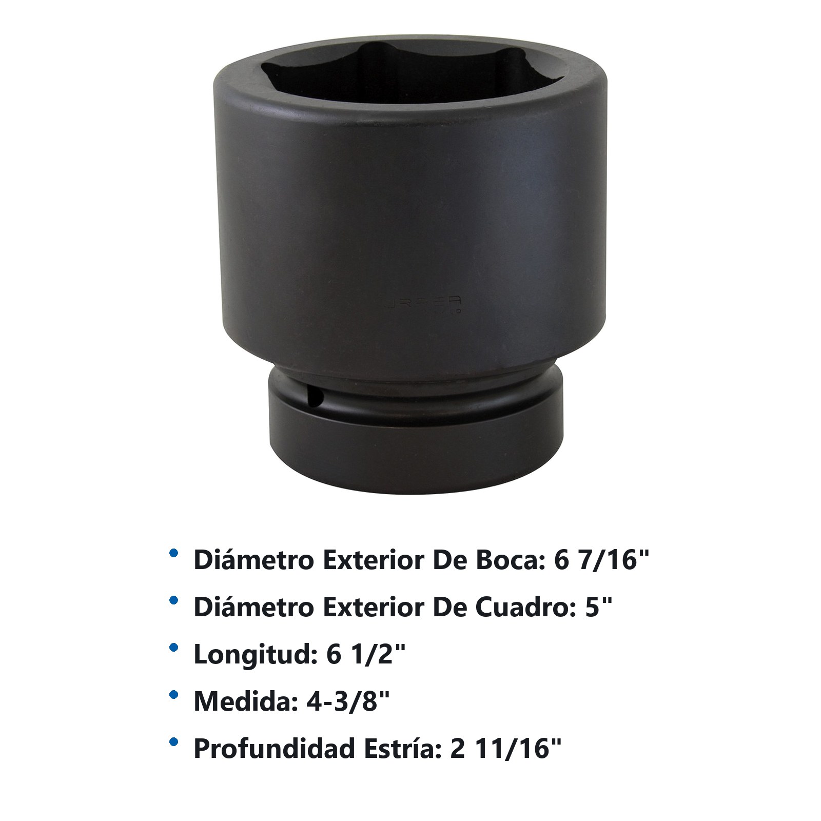 Dado de impacto cuadro de 2-1/2", 6 puntas, en pulgadas, 4-3/8" Urrea - Imagen 2