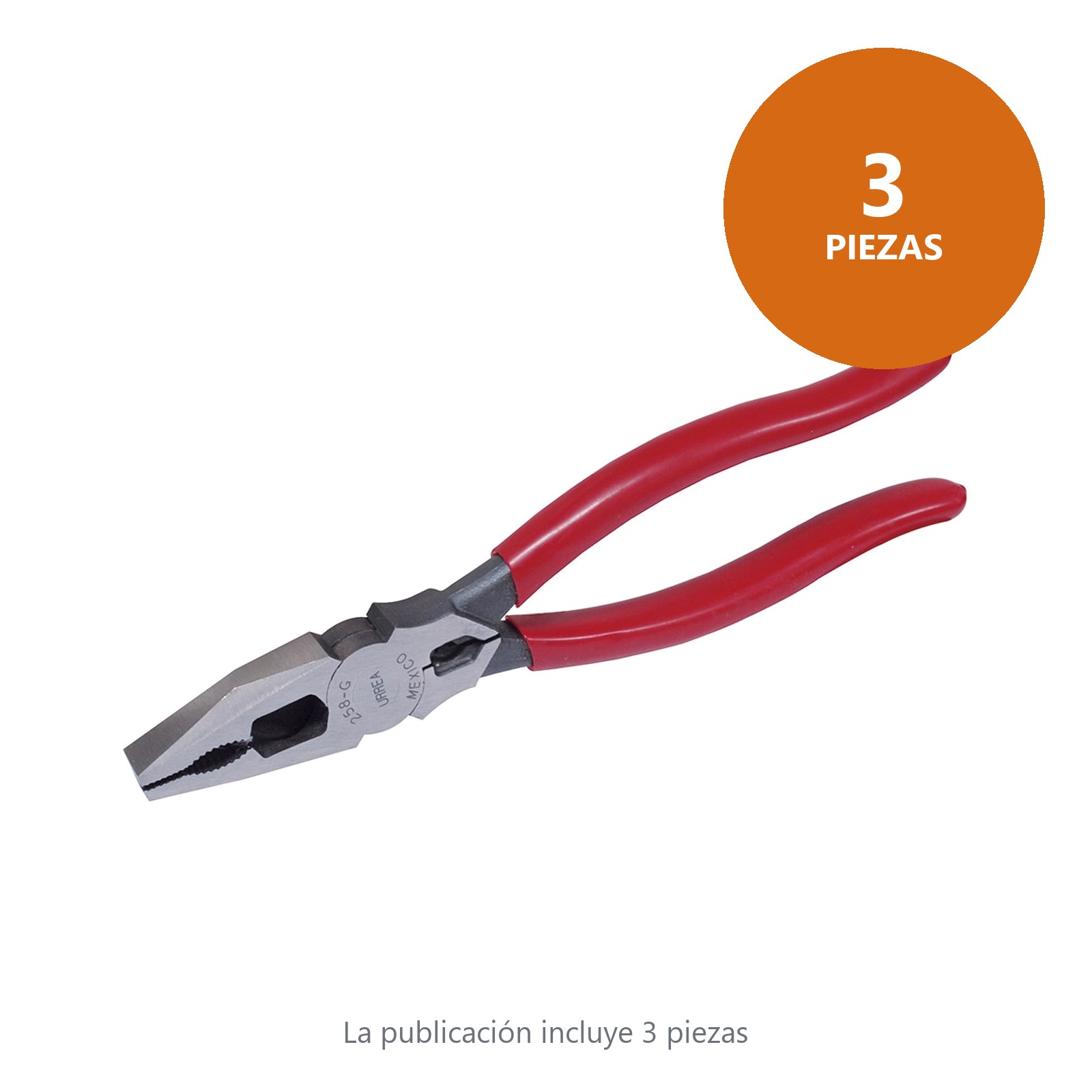 Pinza para electricista con mango rubber grip de 8-17/32" universal corte lateral quijadas Urrea - Imagen 3