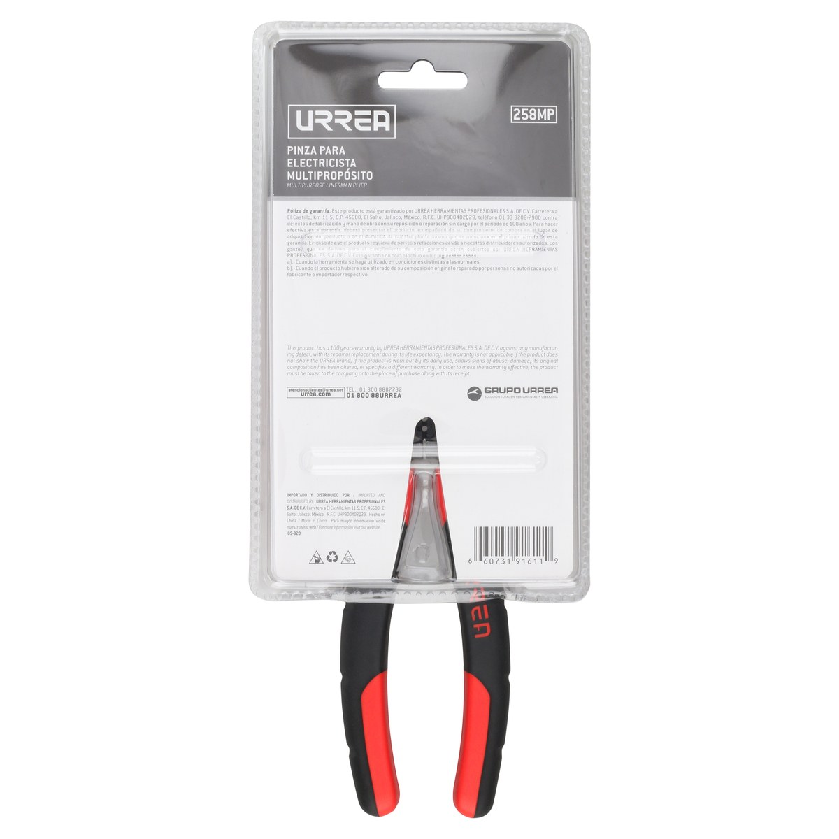 Pinza multipropósitos con mango bimaterial de 8" universal Urrea - Imagen 4