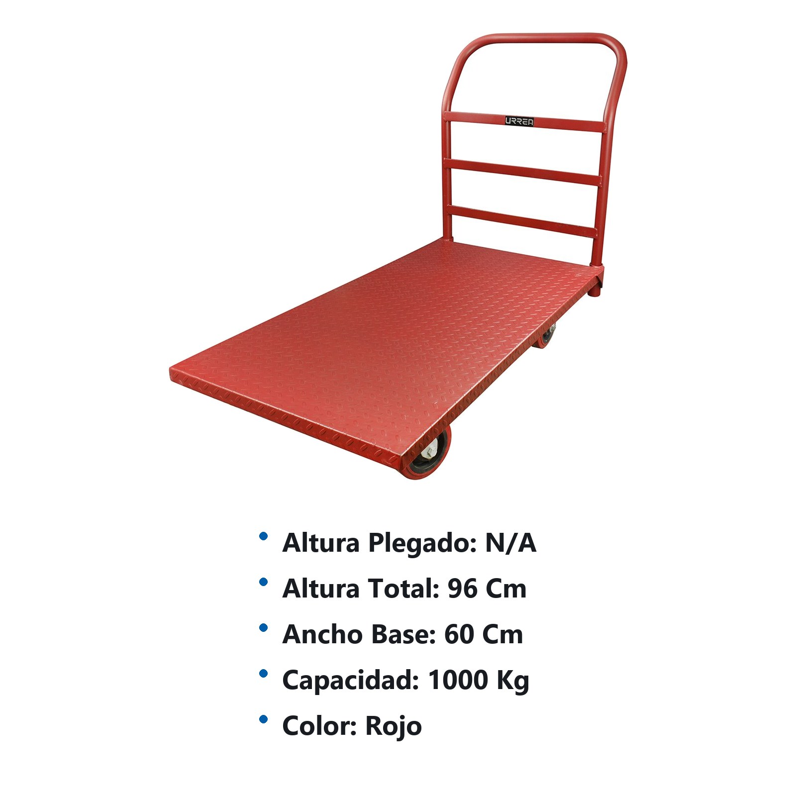 Carro plataforma 122 cm x 60 cm, 6", 1 ton Urrea - Imagen 2