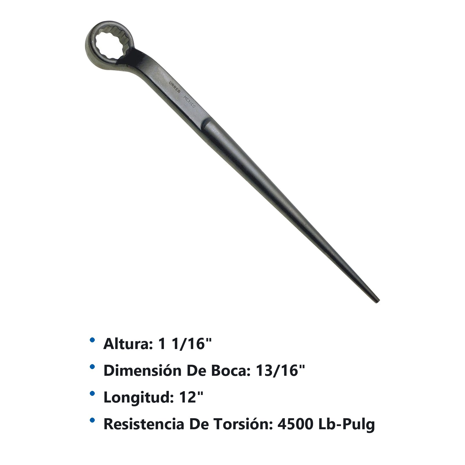 Llave estructural de estrías fosfatizada en pulgadas, 12 puntas, 13/16" Urrea - Imagen 2