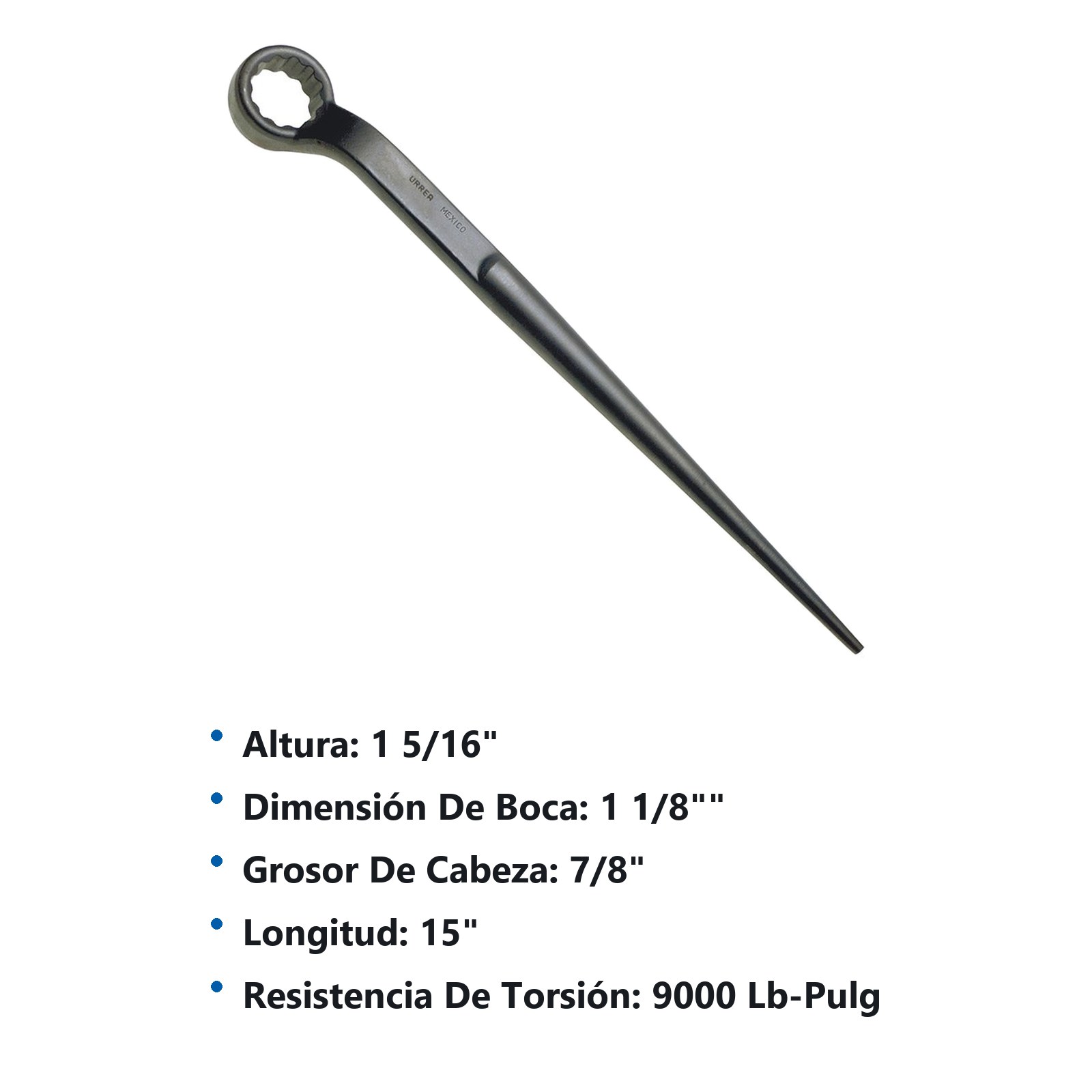 Llave estructural de estrías fosfatizada en pulgadas, 12 puntas, 1-1/8" Urrea - Imagen 2