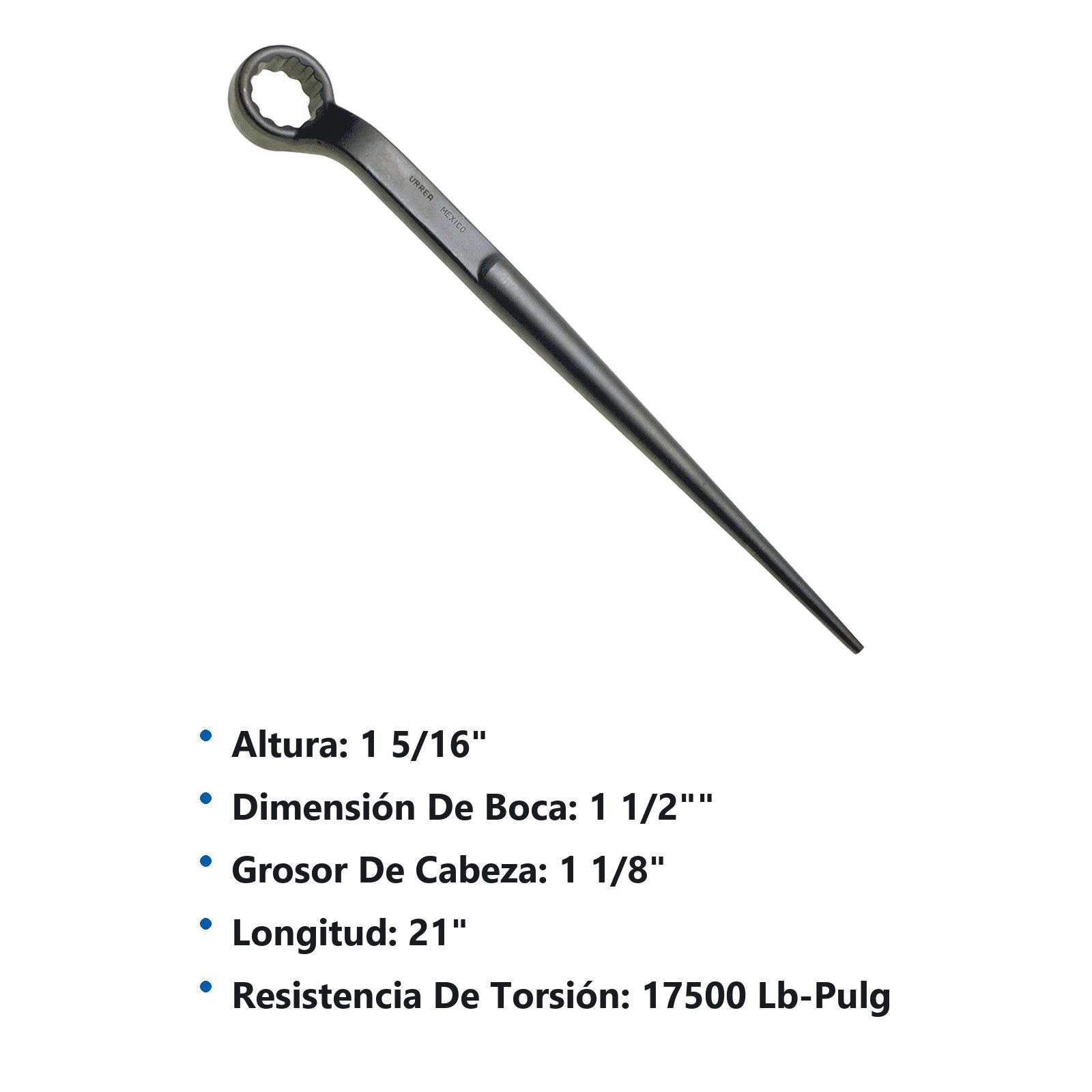 Llave estructural de estrías fosfatizada en pulgadas, 12 puntas, 1-1/2" Urrea - Imagen 2