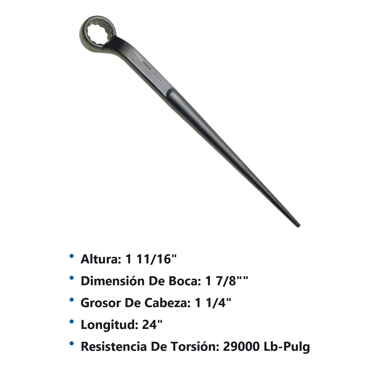 Llave estructural de estrías fosfatizada en pulgadas, 12 puntas, 1-7/8" Urrea - Imagen 2