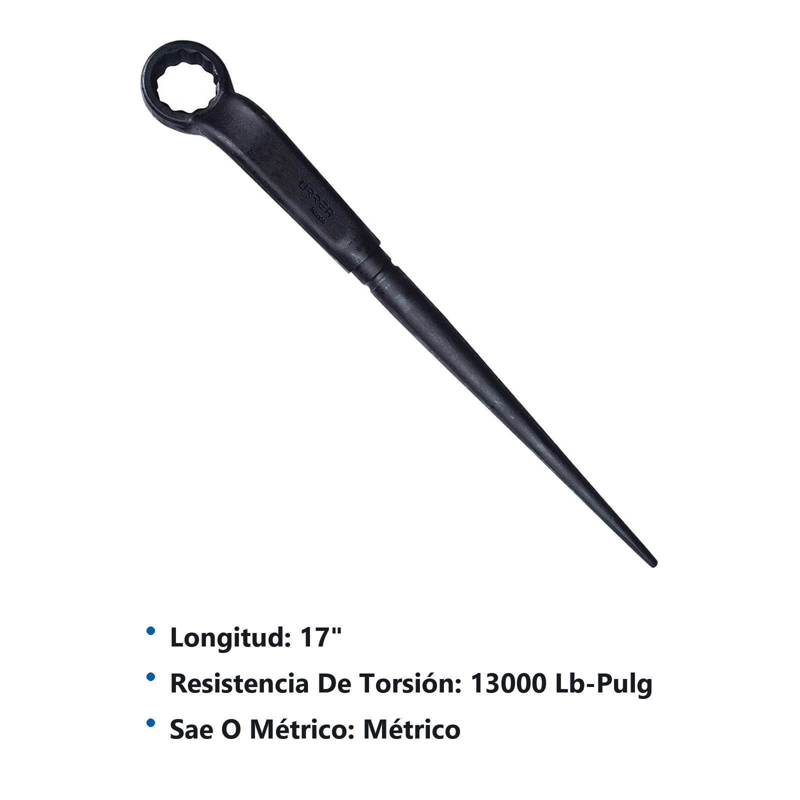 Llave acodada de alta palanca fosfatizada con cola en métrica, 12 puntas, 34 mm Urrea - Imagen 2