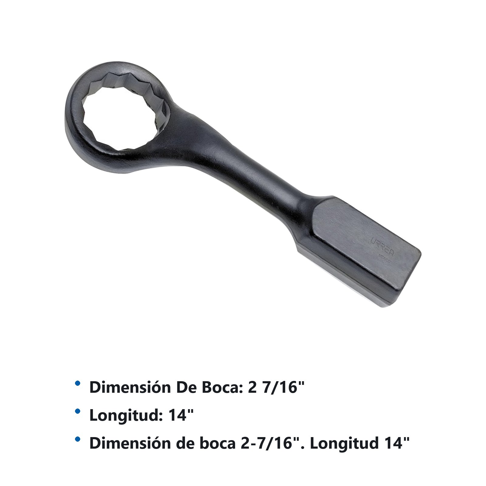 Llave de golpe acodada fosfatizada en pulgadas, 12 puntas, 2-7/16" Urrea - Imagen 2