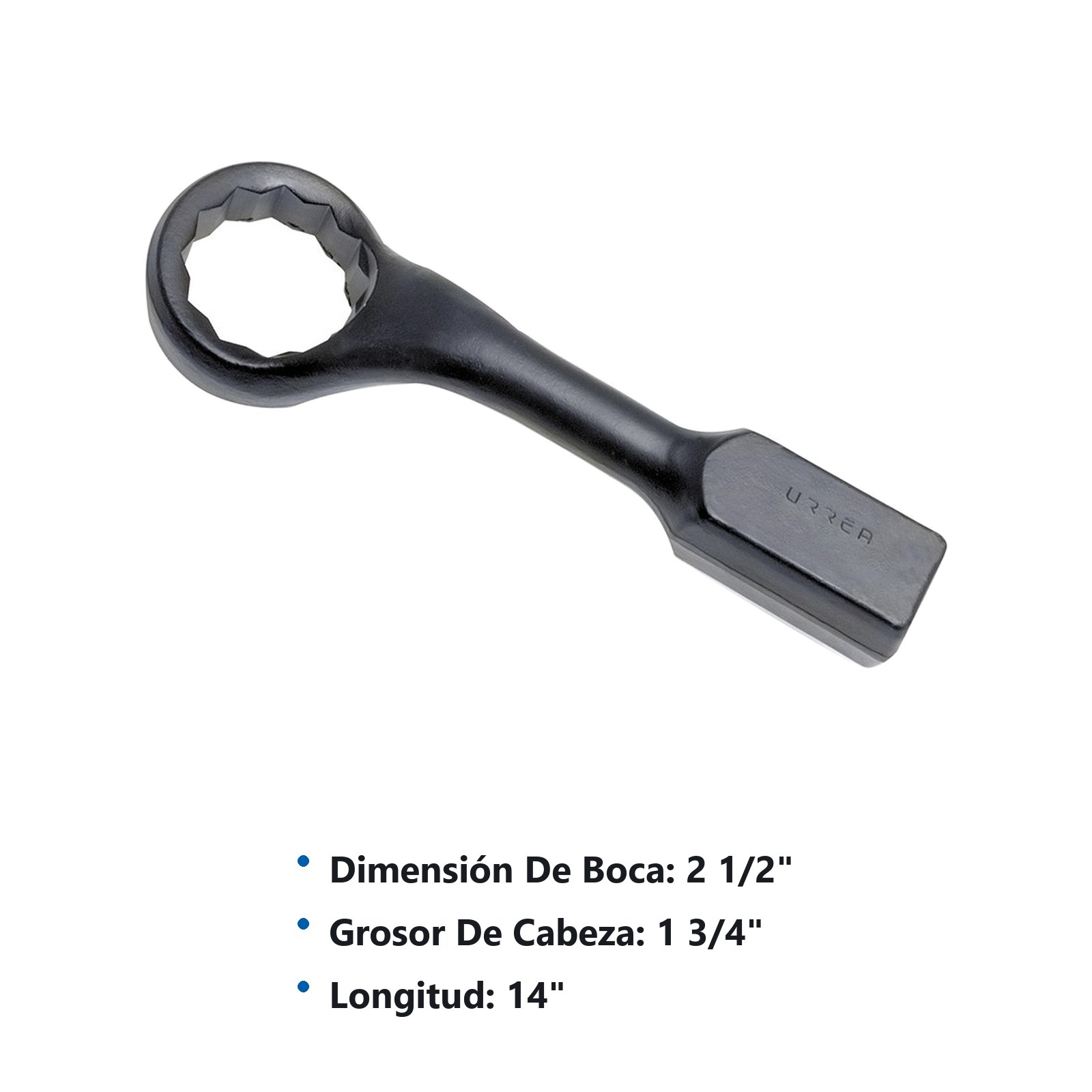 Llave de golpe acodada fosfatizada en pulgadas, 12 puntas, 2-1/2" Urrea - Imagen 2