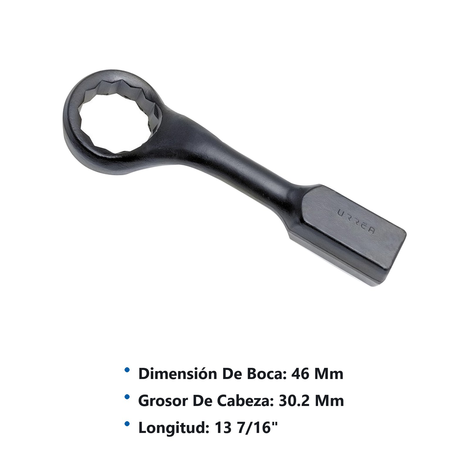 Llave de golpe acodada fosfatizada métrica, 12 puntas, 46 mm Urrea - Imagen 2