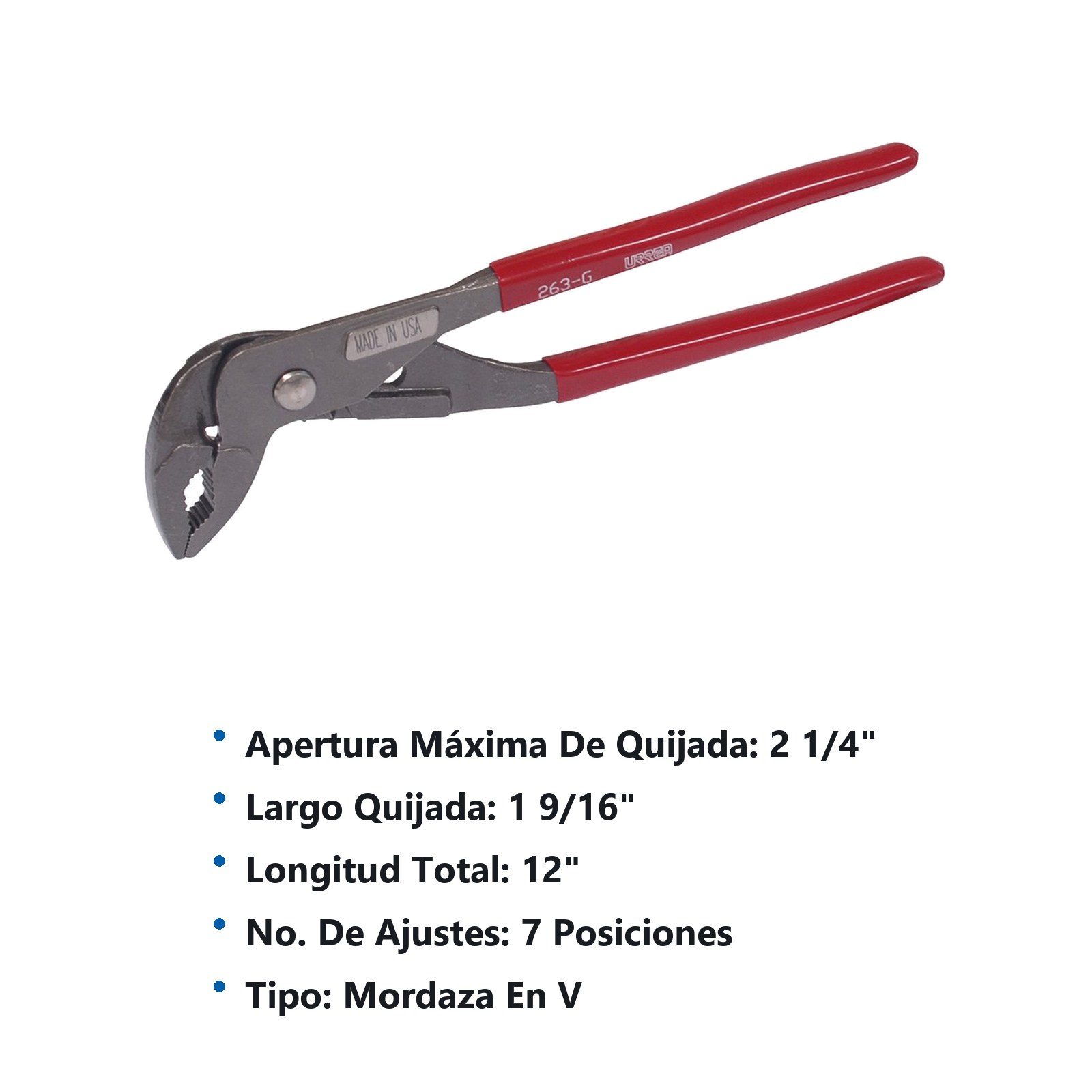 Pinza de extensión 6 posiciones de 12-1/2" vía poder Urrea - Imagen 3