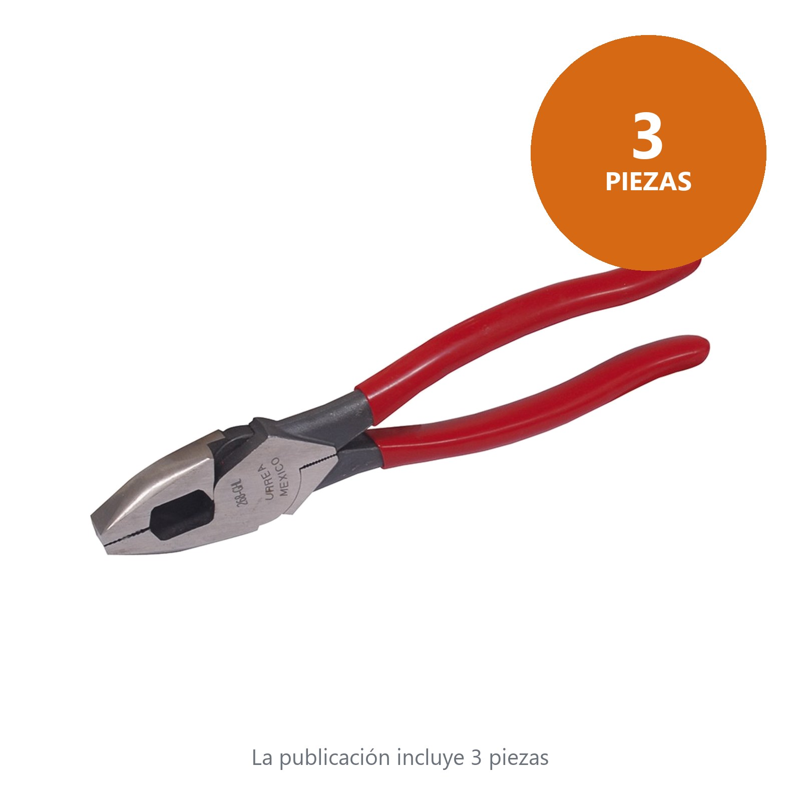 Pinza para electricista con mango rubber grip de 8-1/2" alta palanca Urrea - Imagen 3