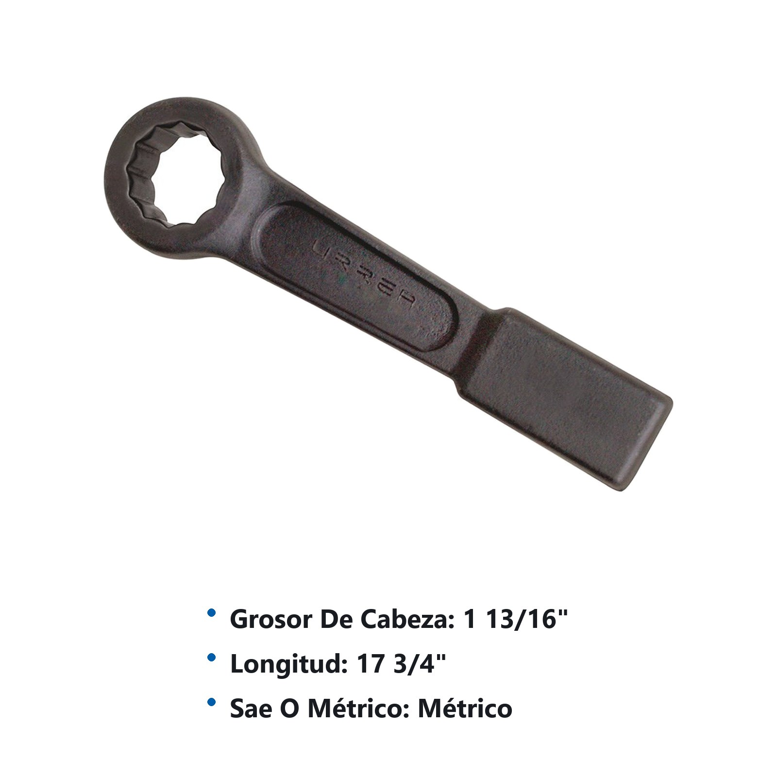 Llave de golpe plana fosfatizada métrica, 12 puntas, 110 mm Urrea - Imagen 2