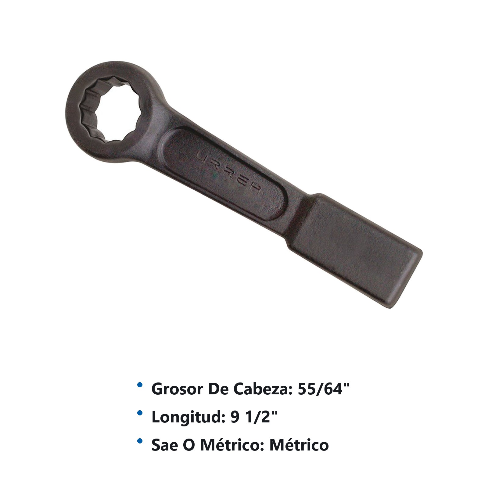 Llave de golpe plana fosfatizada métrica, 12 puntas, 27 mm Urrea - Imagen 2