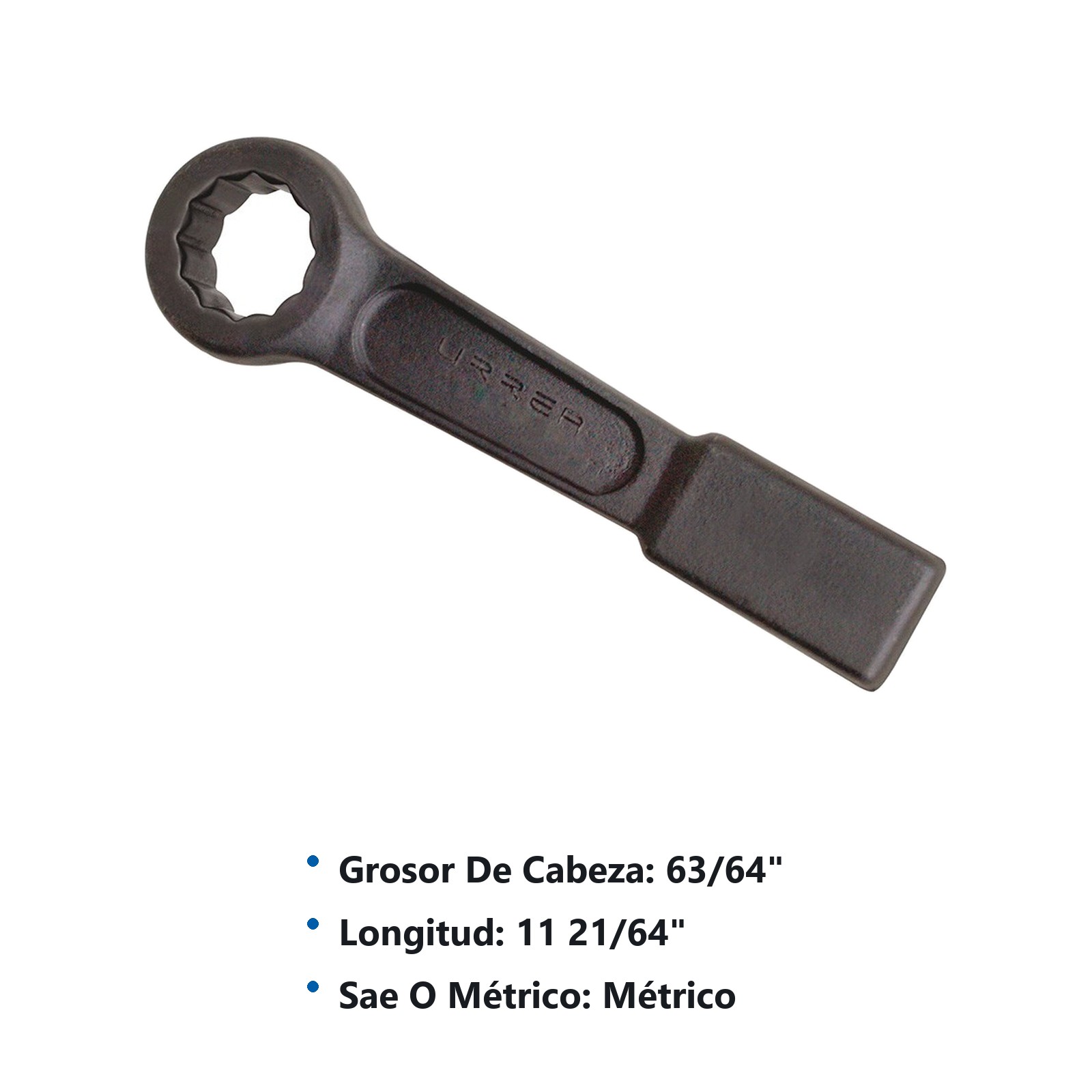 Llave de golpe plana fosfatizada métrica, 12 puntas, 41 mm Urrea - Imagen 2