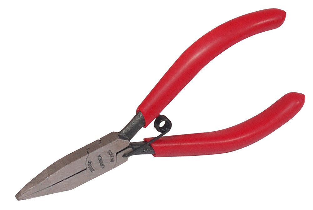 Pinza para electrónica con mango rubber grip de 4-3/4" plana lisa Urrea