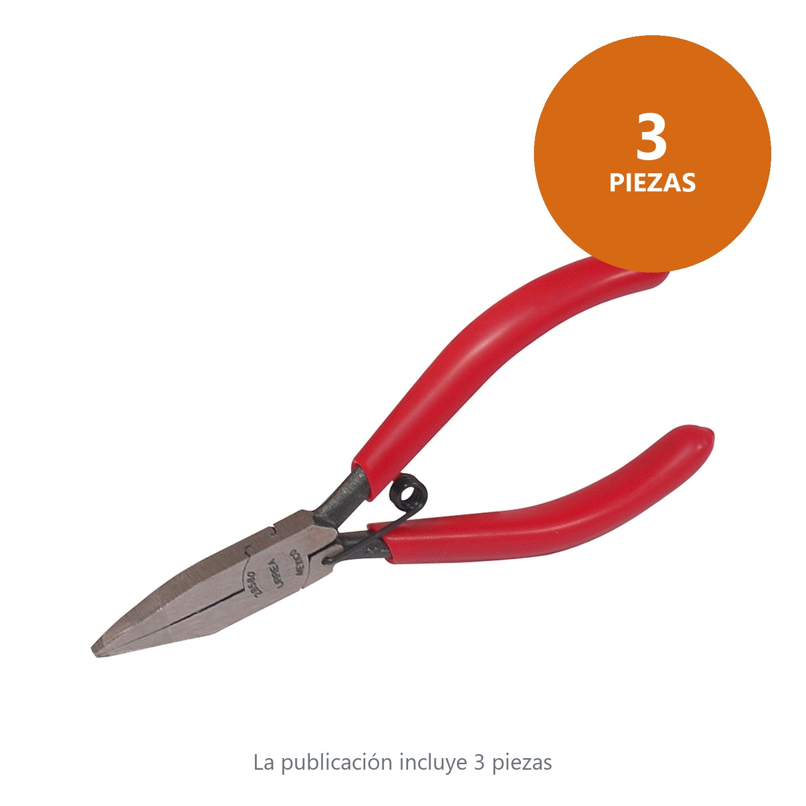 Pinza para electrónica con mango rubber grip de 4-3/4" plana lisa Urrea - Imagen 3
