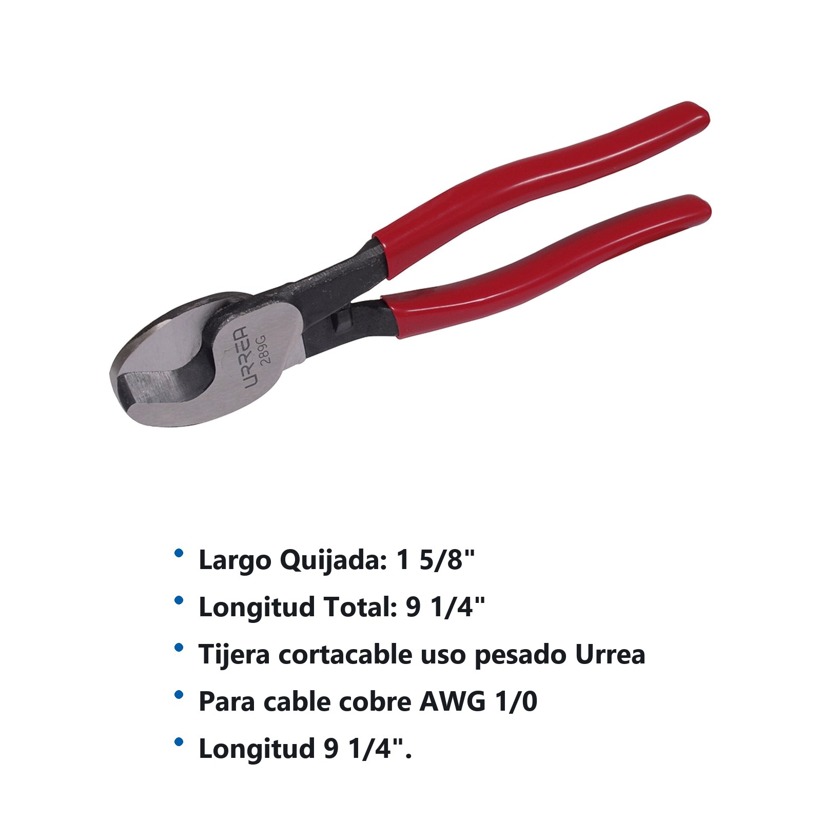 Tijera corta cable de cobre AWG 1/0 con mango rubber grip, 9-1/4" Urrea - Imagen 3