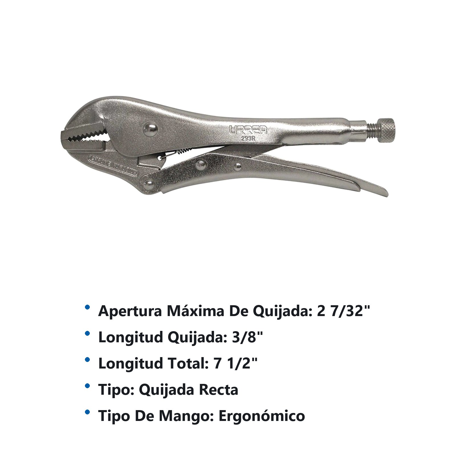 Pinza de presión de 7-1/2" quijada recta Urrea - Imagen 2