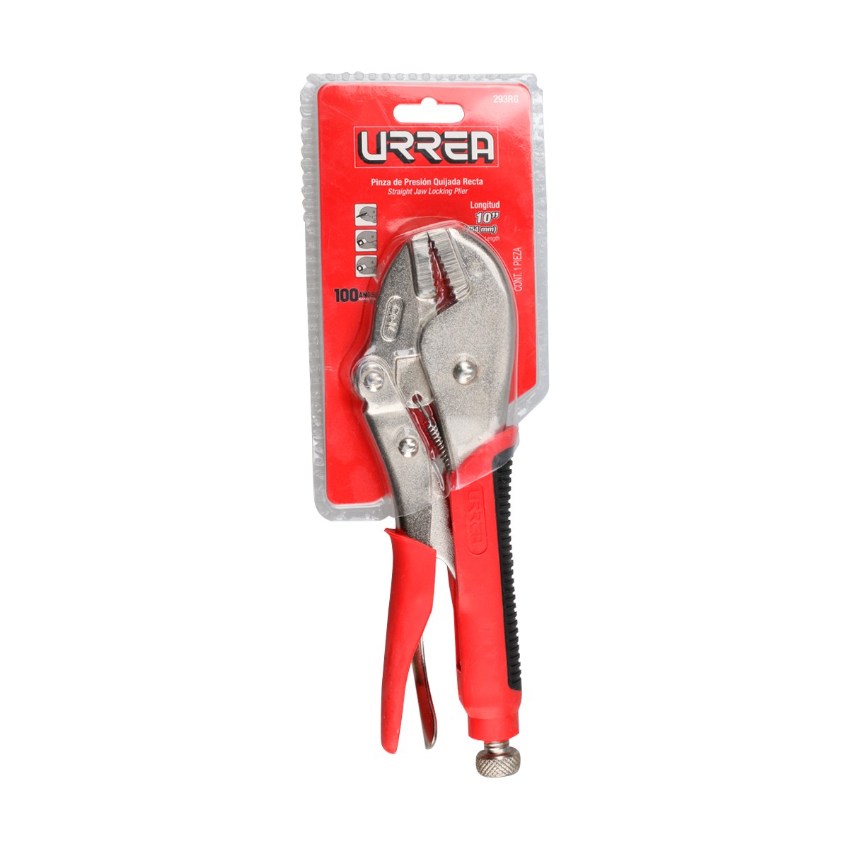 Pinza de presión con mango bimaterial de 10" quijada recta Urrea - Imagen 2