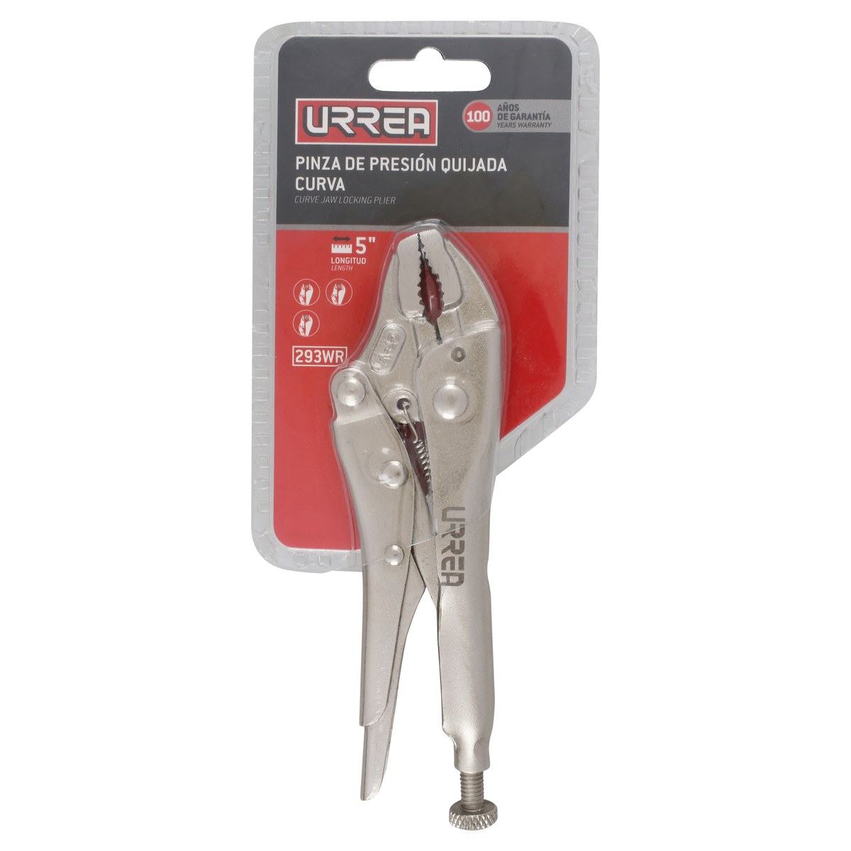 Pinza de presión de 5" quijada curva con corta alambre Urrea - Imagen 2