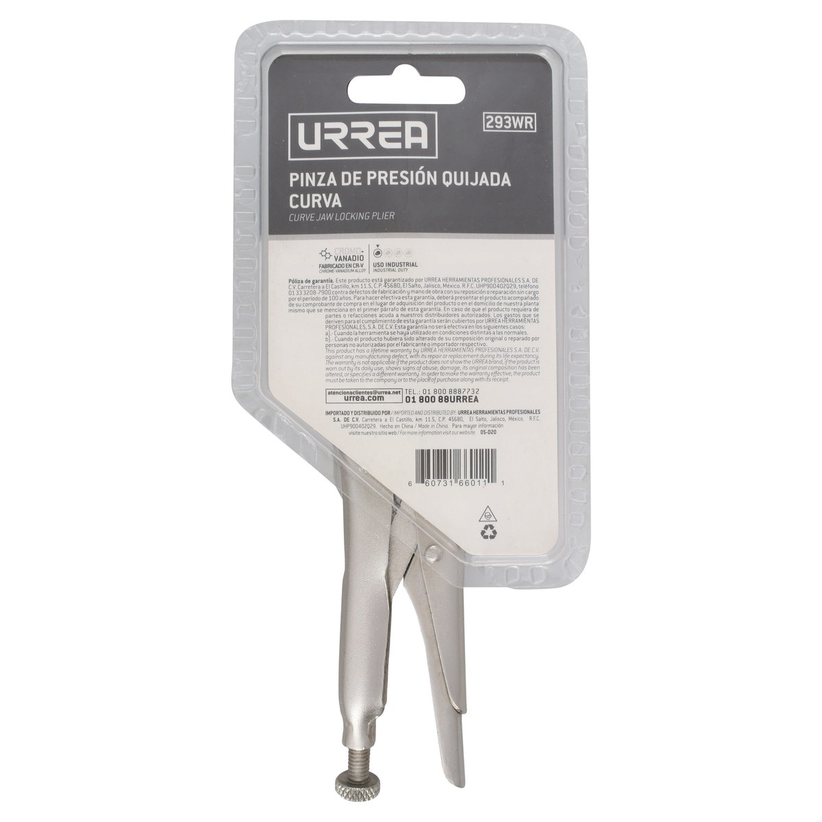 Pinza de presión de 5" quijada curva con corta alambre Urrea - Imagen 3