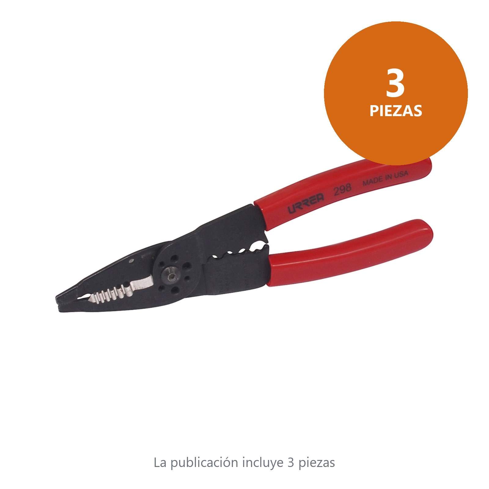 Pinza pelacable con mango air cushion 10-22 AWG de 8-1/4" poncha terminales Urrea - Imagen 3