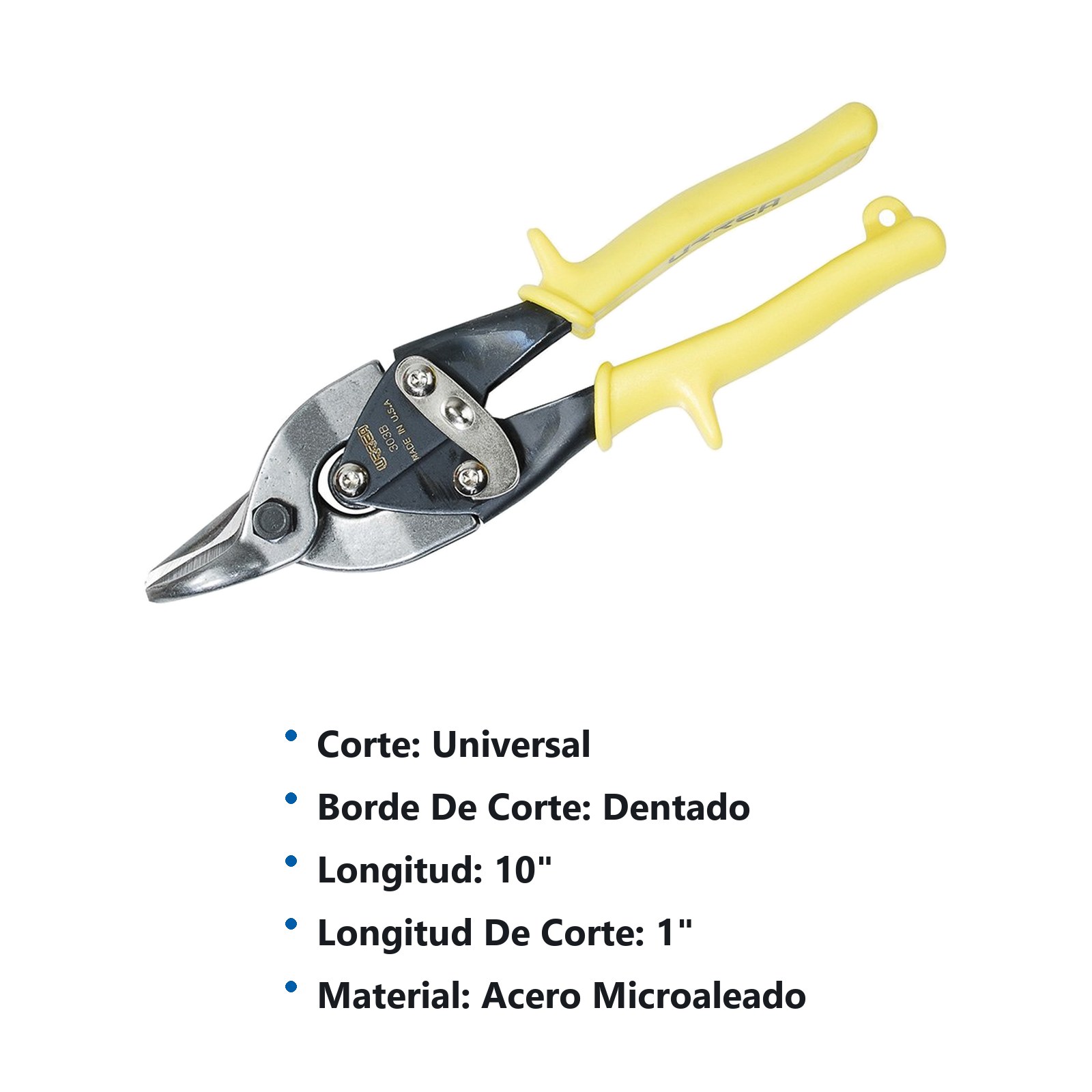 Tijera para hojalatero tipo aviación bulldog universal con mango rubber grip, 9-1/2" Urrea - Imagen 3