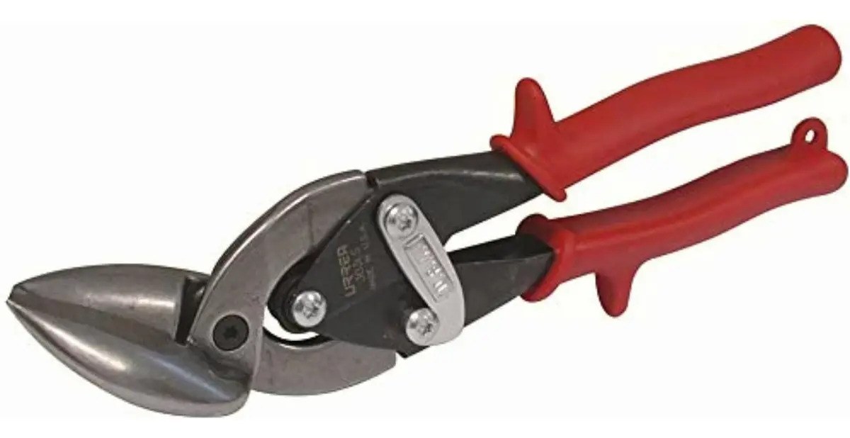 Tijera para hojalatero tipo aviación acodada izquierda  con mango rubber grip, 10" Urrea - Imagen 2