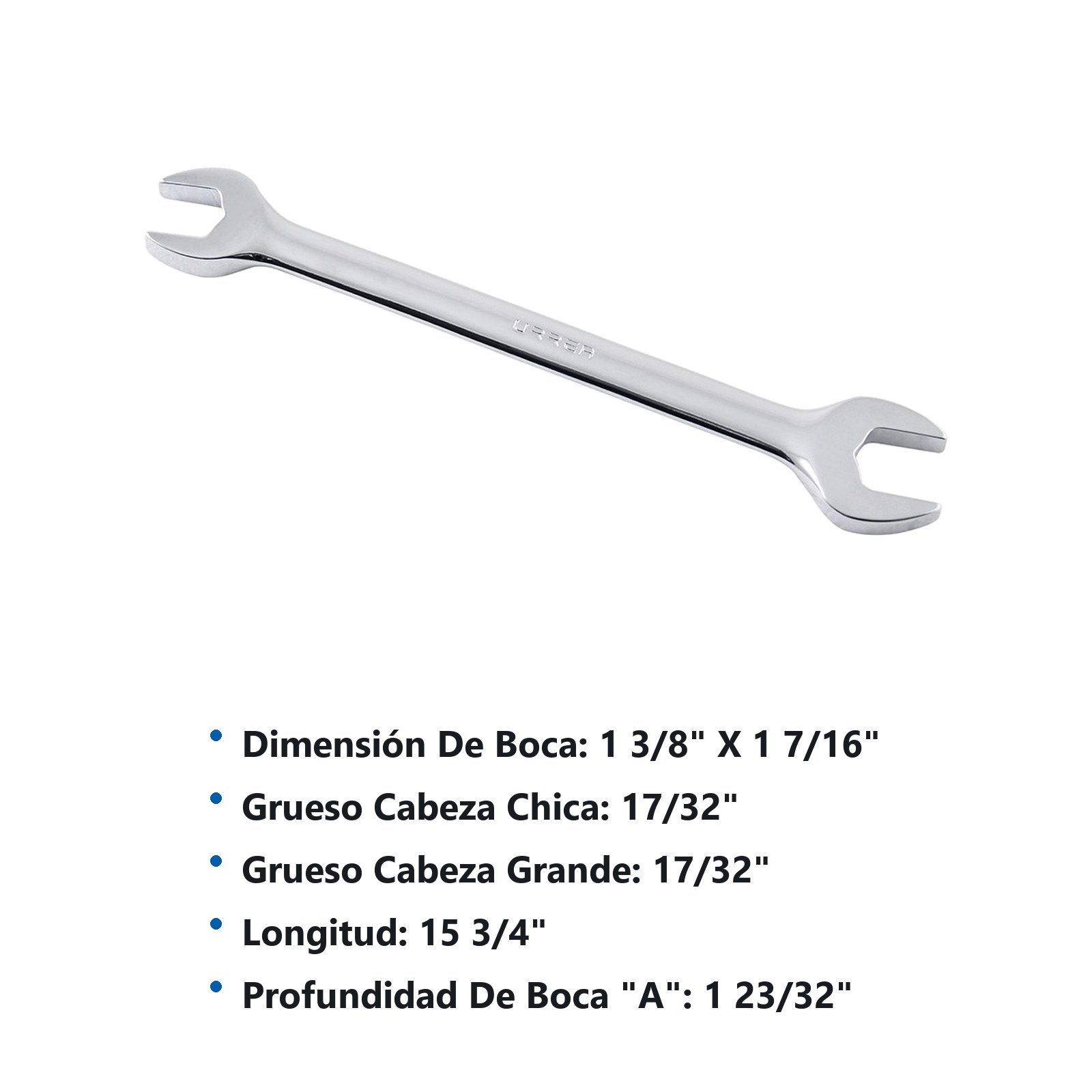 Llave española pulido espejo en pulgadas, 1-3/8" x 1-7/16" Urrea - Imagen 2