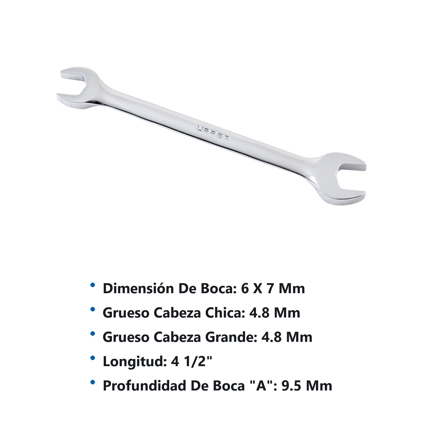 Llave española pulido espejo métrica, 6 x 7 mm Urrea - Imagen 3