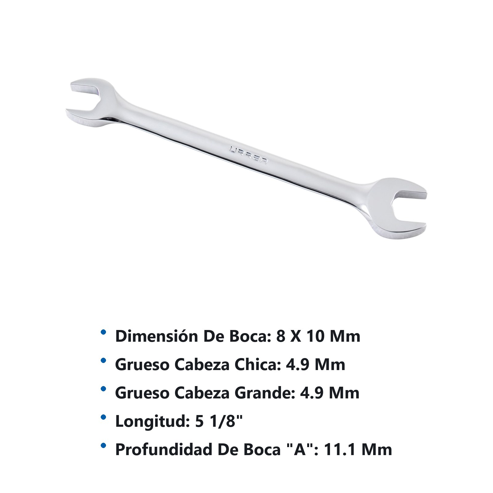Llave española pulido espejo métrica, 8 x 10 mm Urrea - Imagen 3
