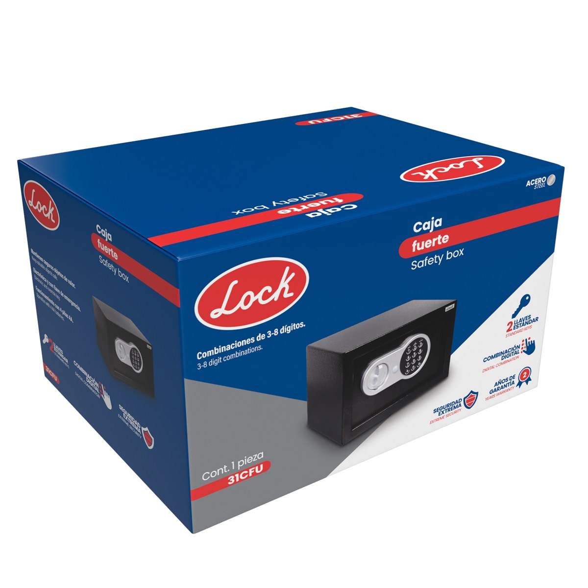 Caja fuerte metálica chica 31 cm Lock - Imagen 3