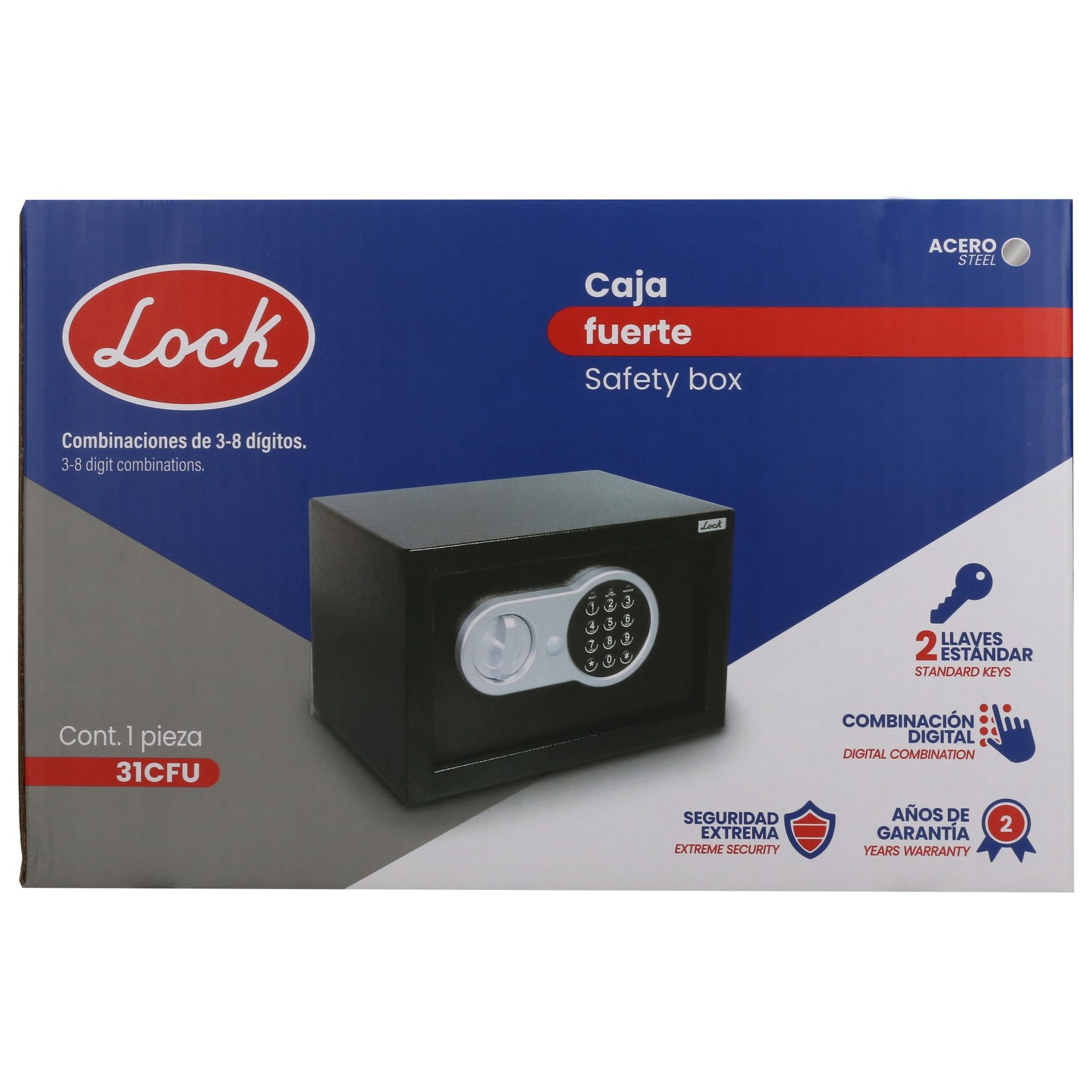 Caja fuerte metálica chica 31 cm Lock - Imagen 4