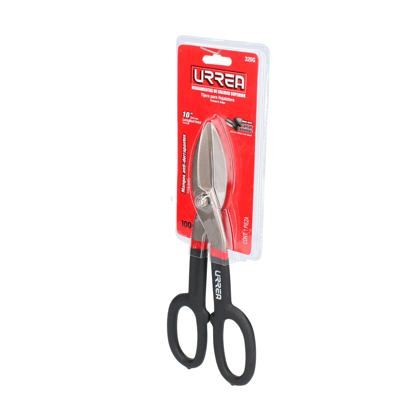 Tijera para hojalatero con mango rubber grip 10" Urrea - Imagen 2