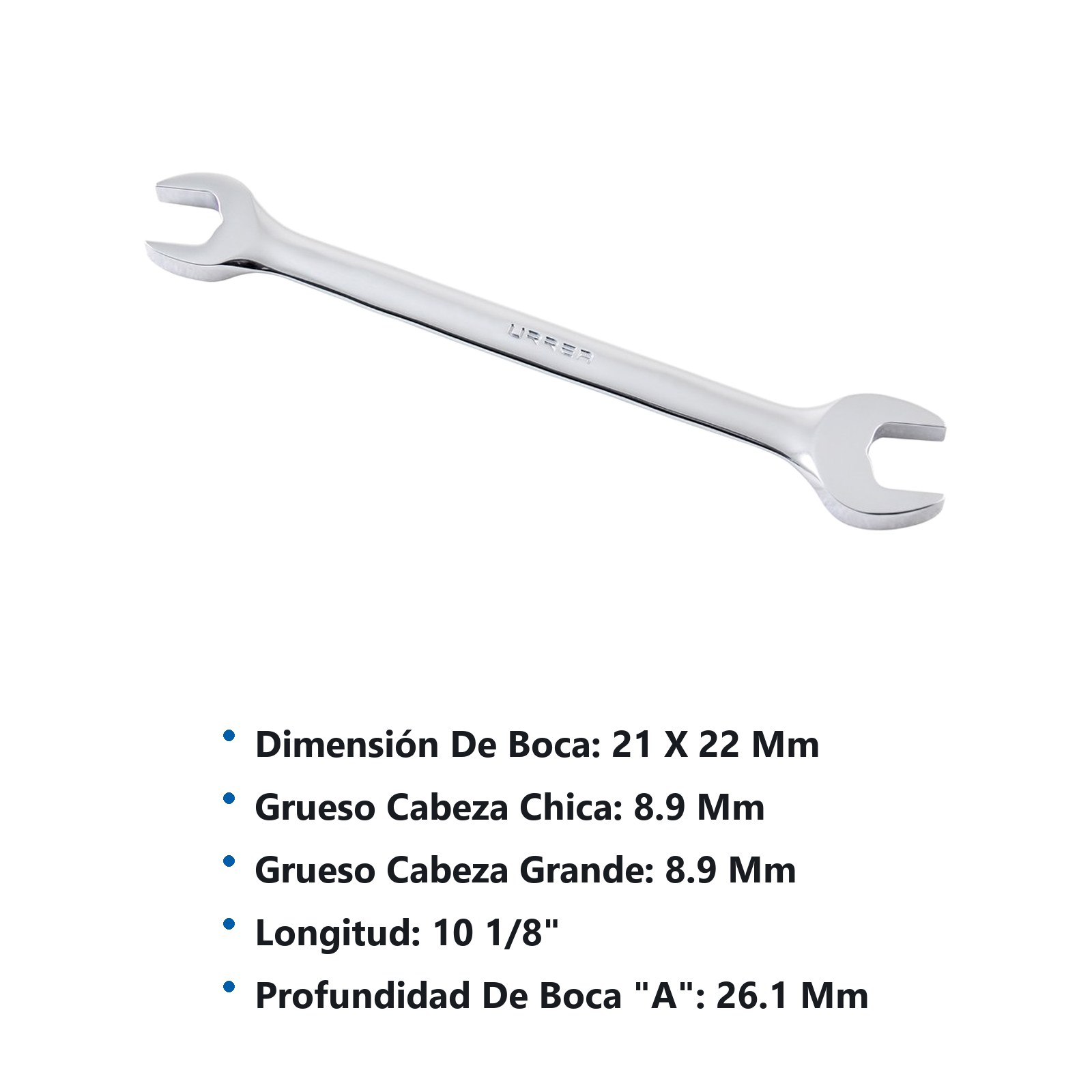 Llave española pulido espejo métrica, 21 x 22 mm Urrea - Imagen 3