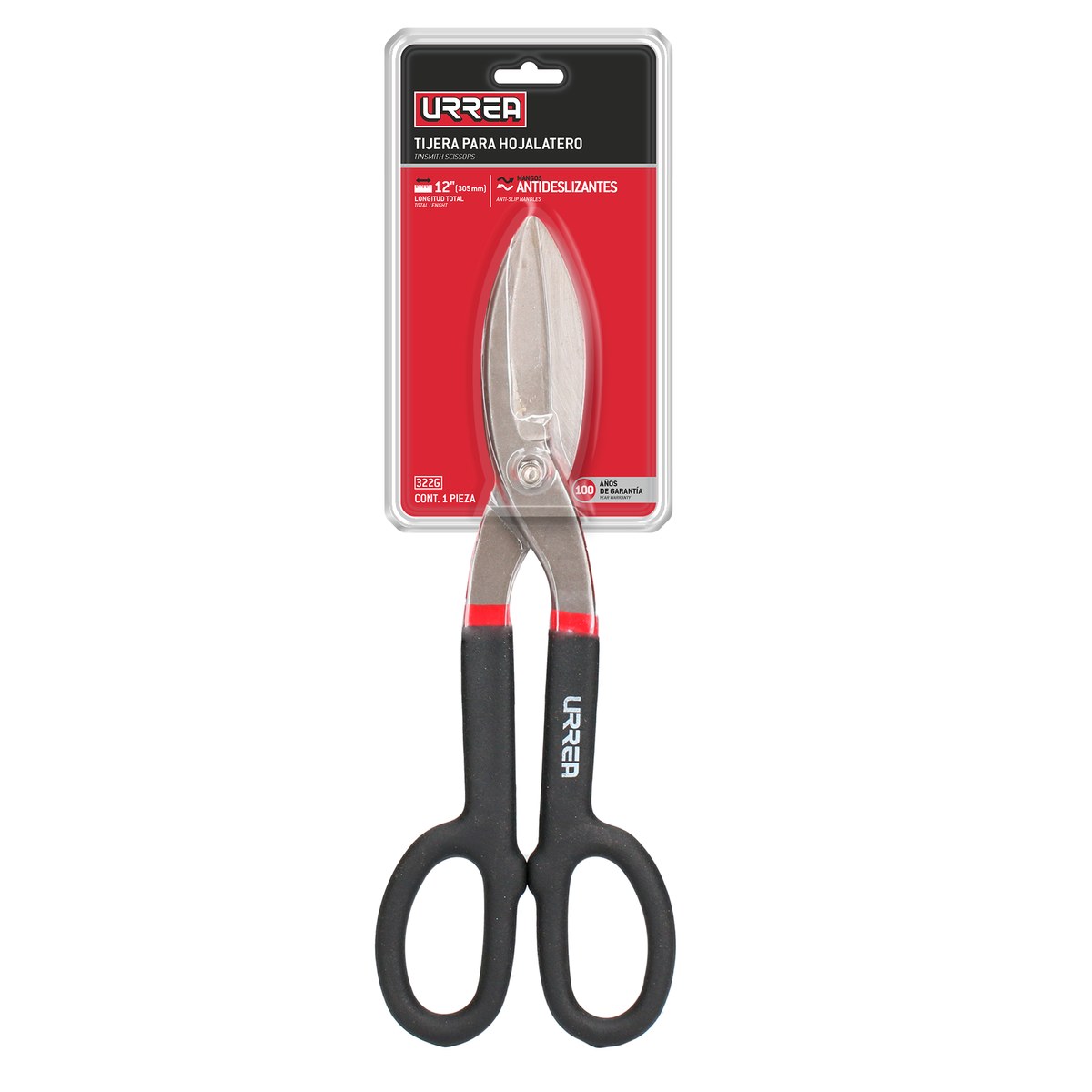Tijera para hojalatero con mango rubber grip 12" Urrea - Imagen 2