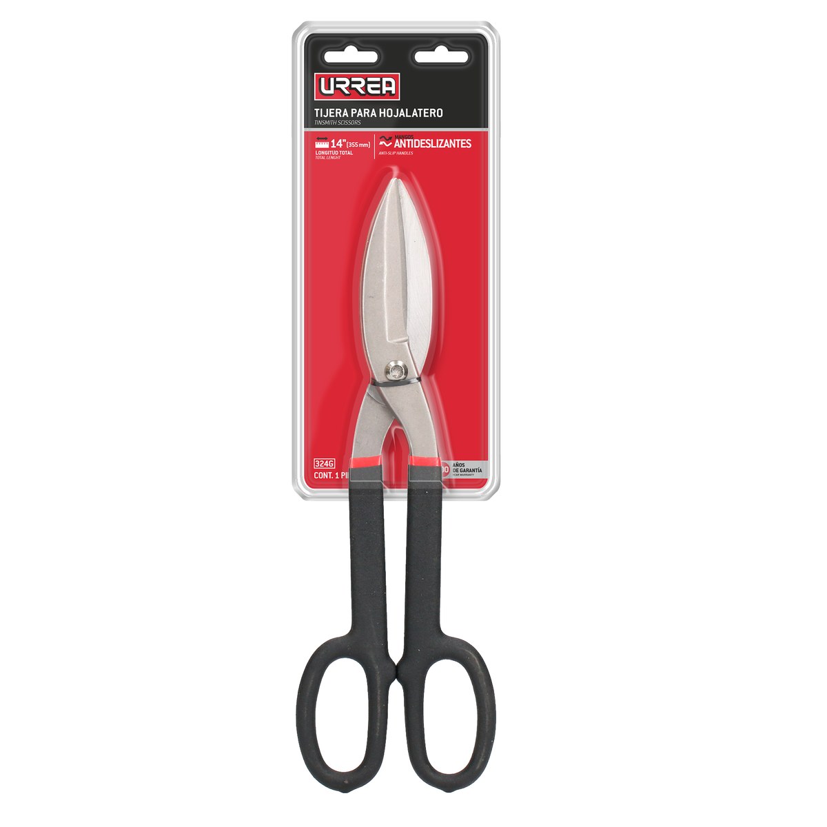 Tijera para hojalatero con mango rubber grip 14" Urrea - Imagen 2