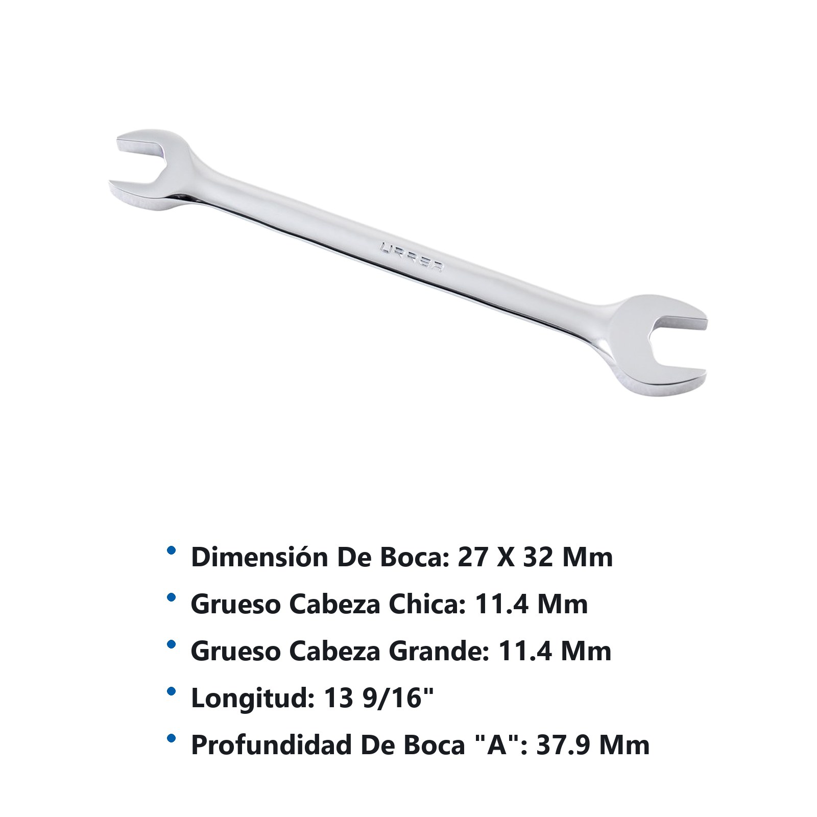 Llave española pulido espejo métrica, 27 x 32 mm Urrea - Imagen 3
