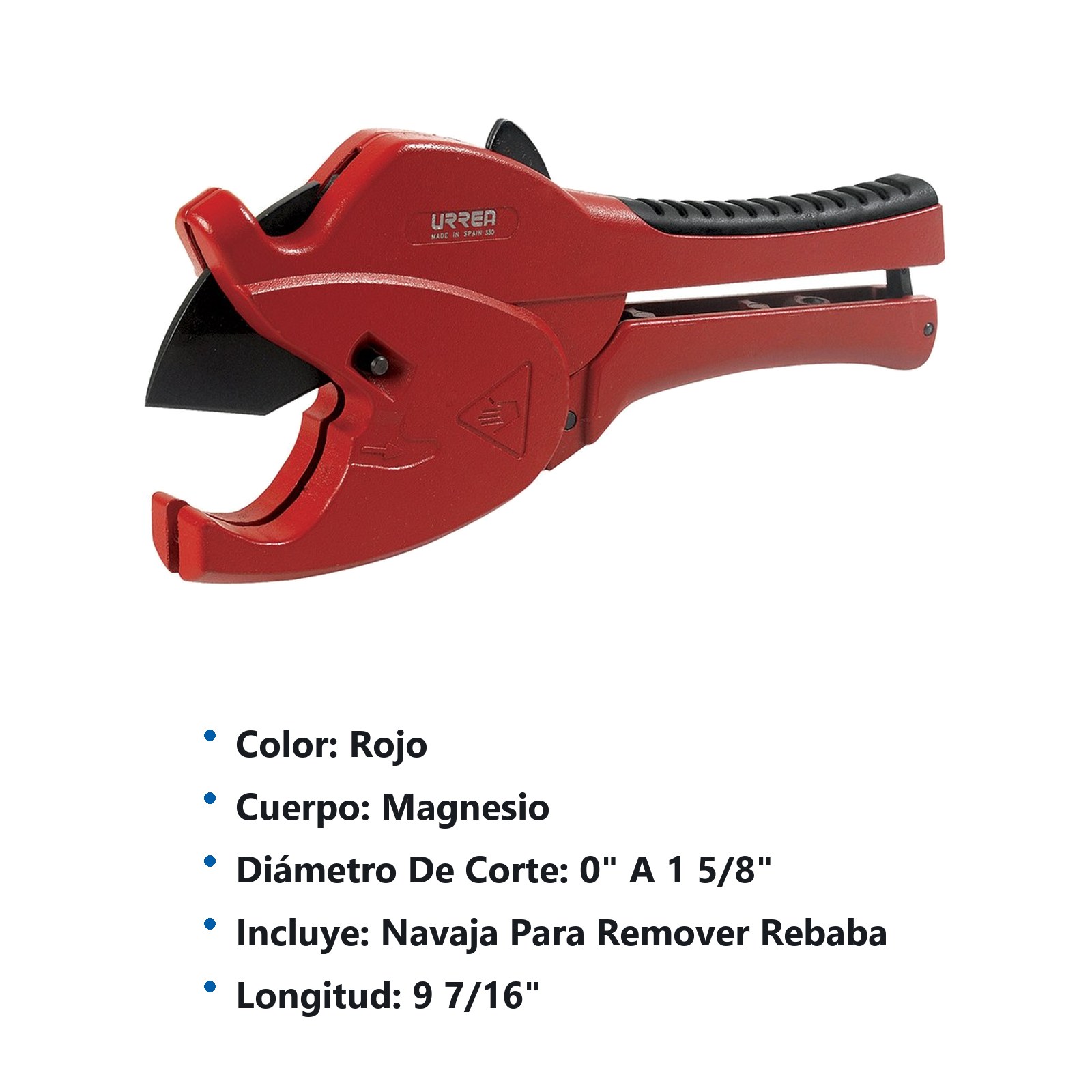 Tijeras para tubos plásticos de 0 a 1-5/8", tipo matraca Urrea - Imagen 2