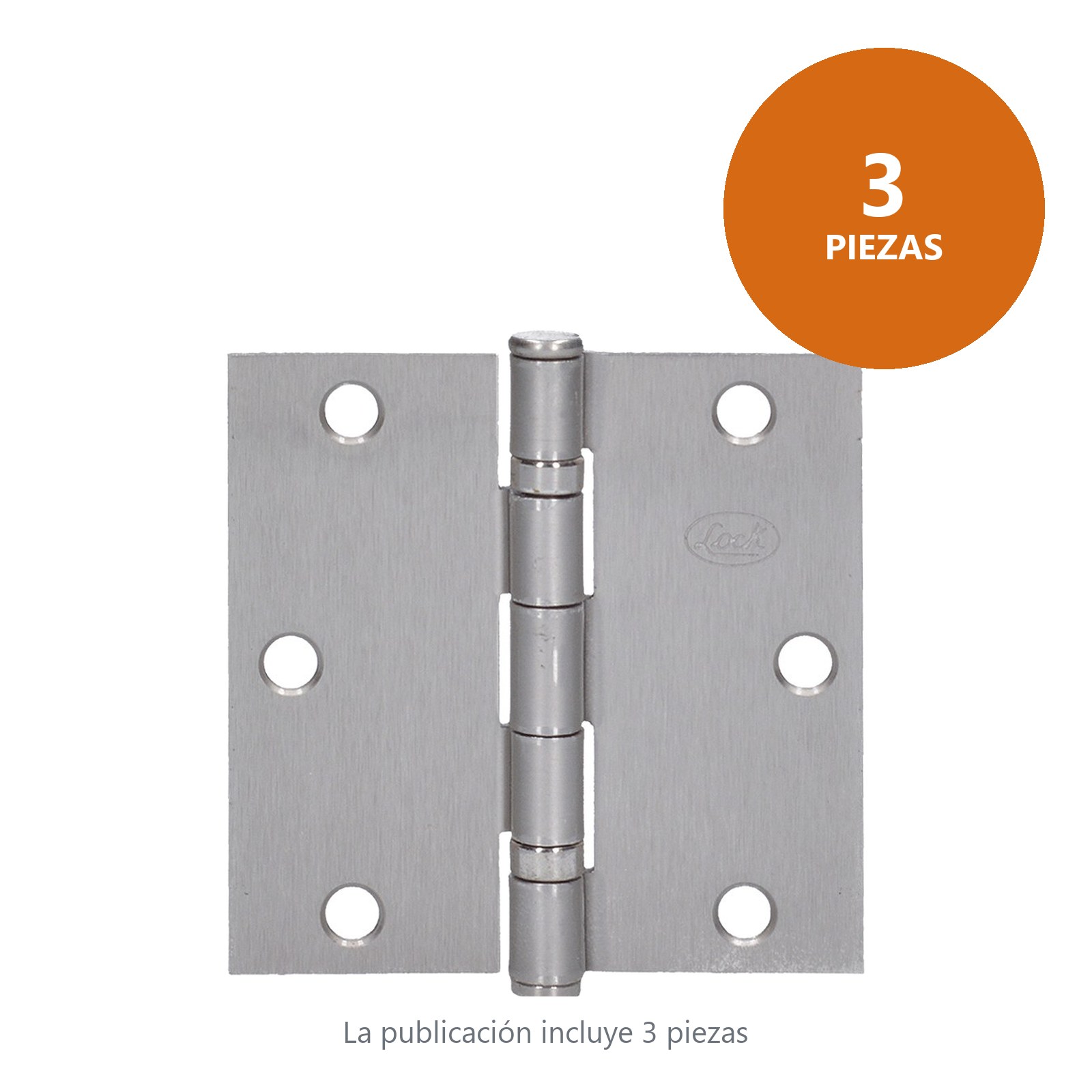 Bisagra cuadrada arquitectónica con balero de acero níquel satinado 4" x 4" Lock - Imagen 2