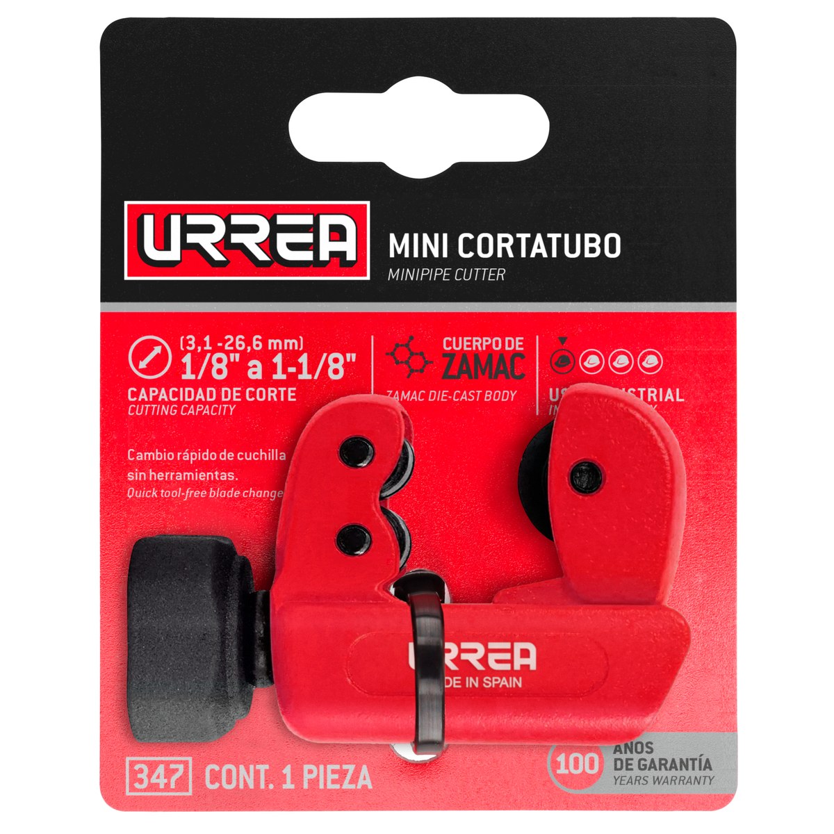 Mini cortatubos cuerpo de zamac de 1/8" a 1-1/8" Urrea - Imagen 2