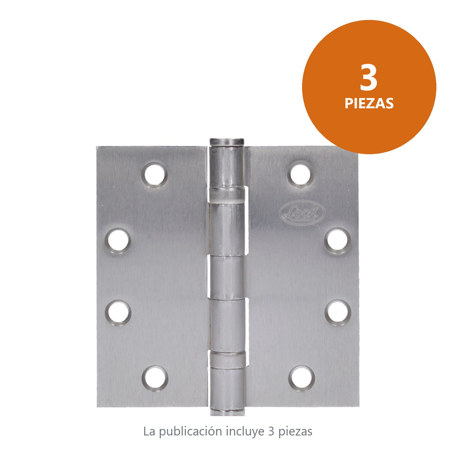 Bisagra cuadrada arquitectónica con balero de acero níquel satinado 4.5" x 4.5" Lock - Imagen 2
