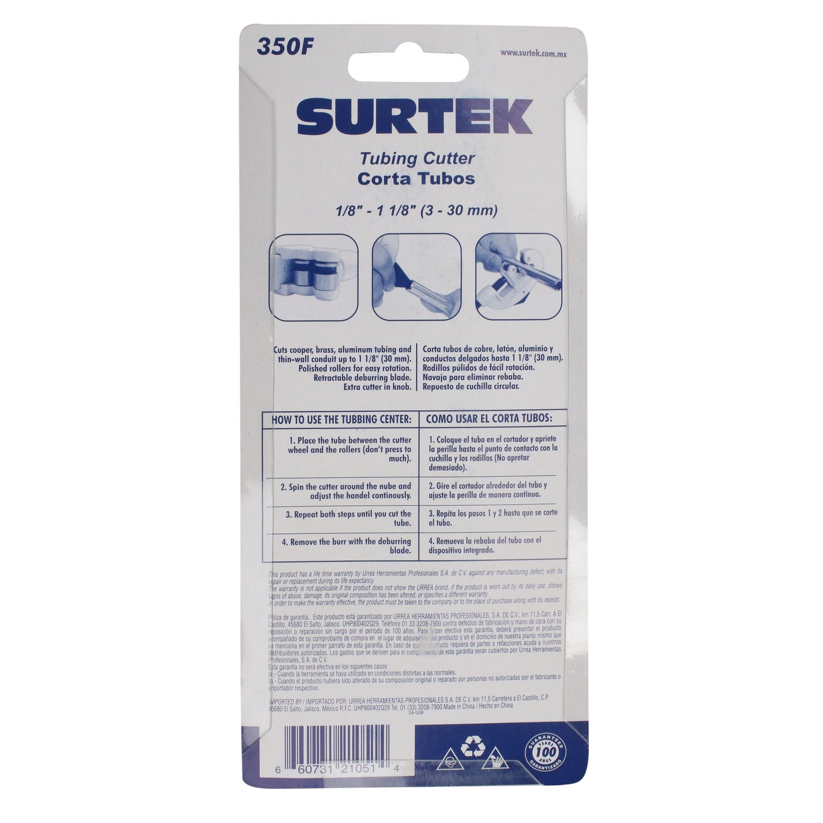 Cortatubos cuerpo de zamac de 1/8" a 1-1/8" Surtek - Imagen 3