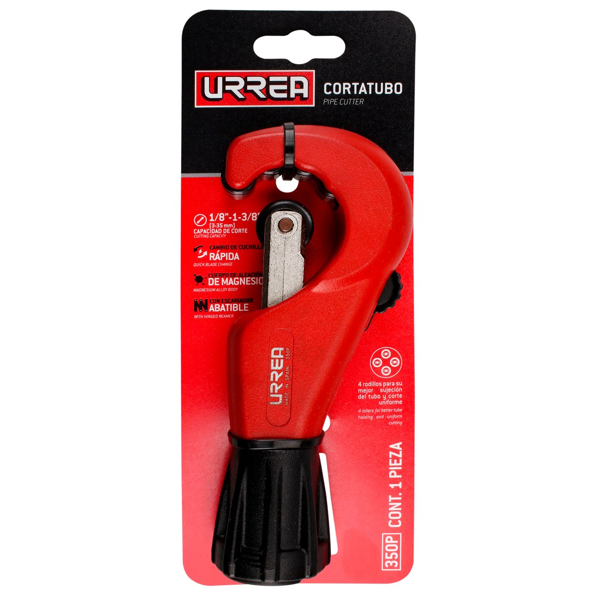 Cortatubos cuerpo de zamac de 1/8" a 1-3/8" cambio rápido Urrea - Imagen 2