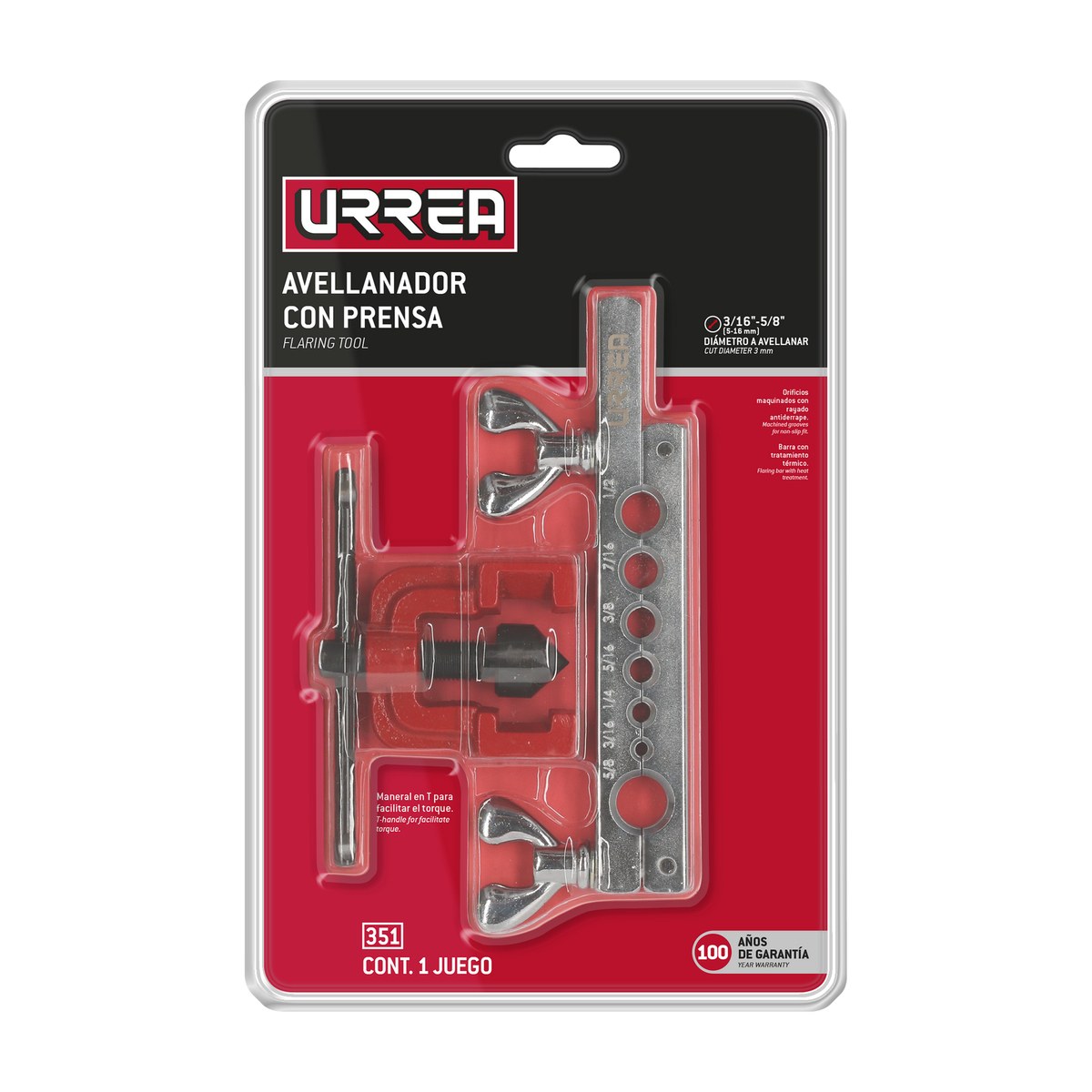 Avellanador con prensa ajustable de 3/16" a 5/8" Urrea - Imagen 3