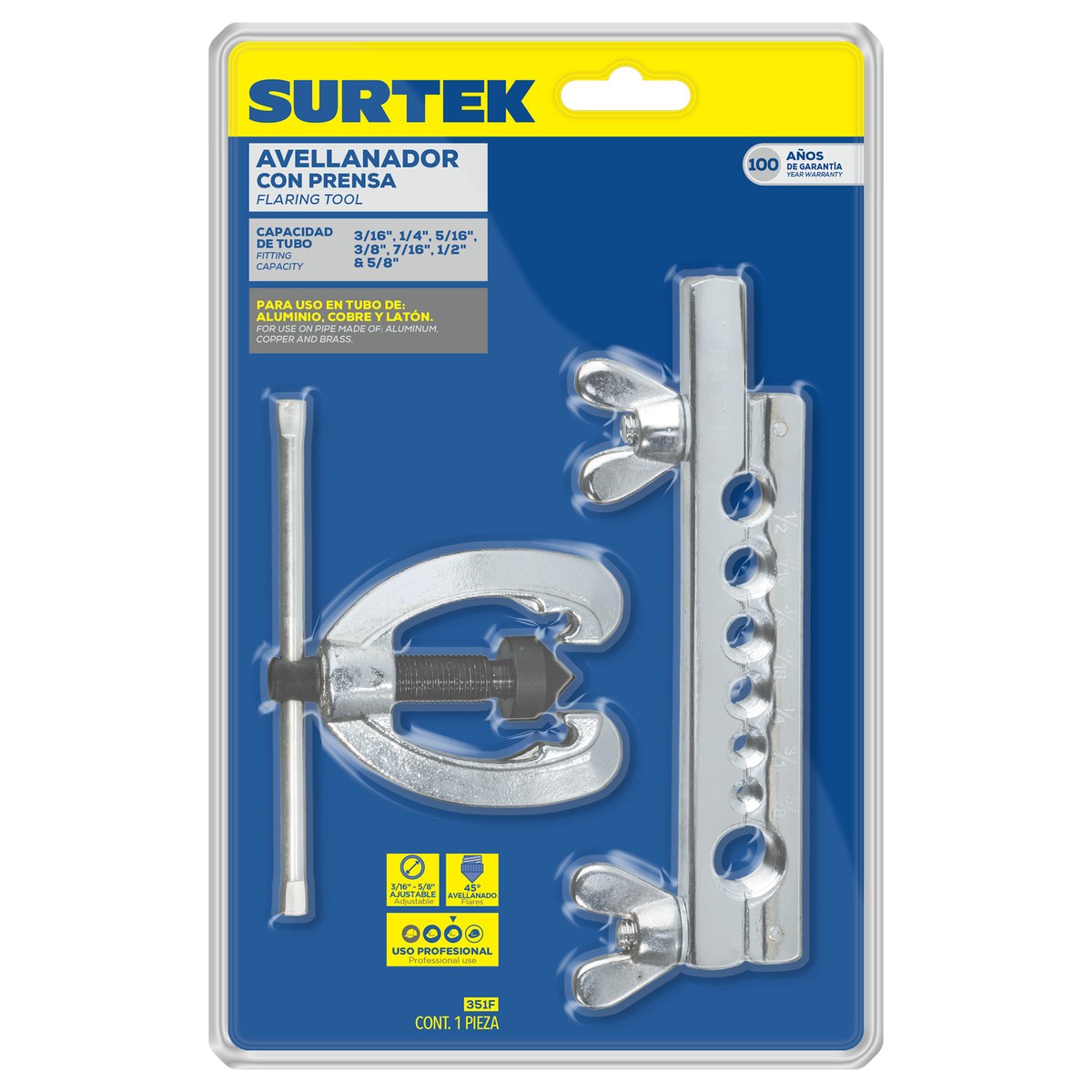 Avellanador con prensa ajustable de 3/16" a 5/8" Surtek - Imagen 2