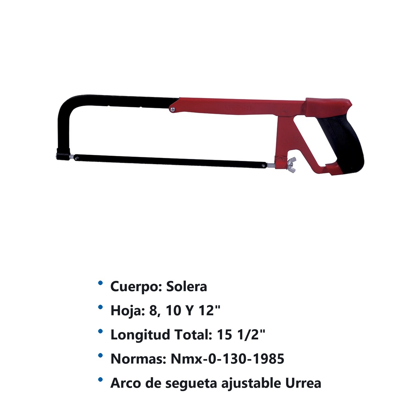 Arco de segueta ajustable con mango bimaterial 8", 10" y 12", 15-1/2" Urrea - Imagen 3