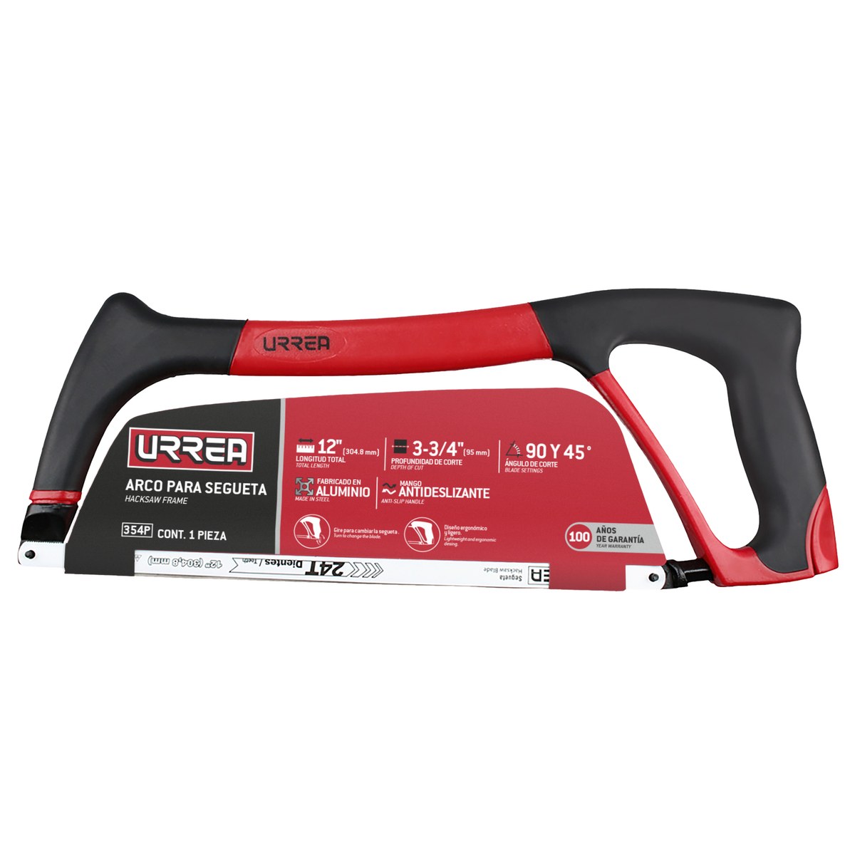 Arco de segueta ligero con mango bimaterial 12", 16" Urrea - Imagen 2