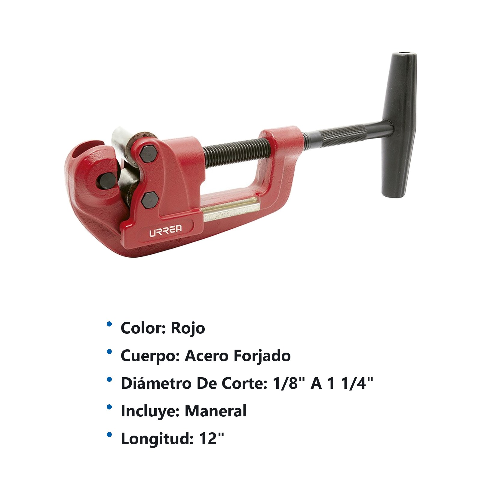 Cortatubos cuerpo de acero forjado 1/8" a 1-1/4" Urrea - Imagen 2