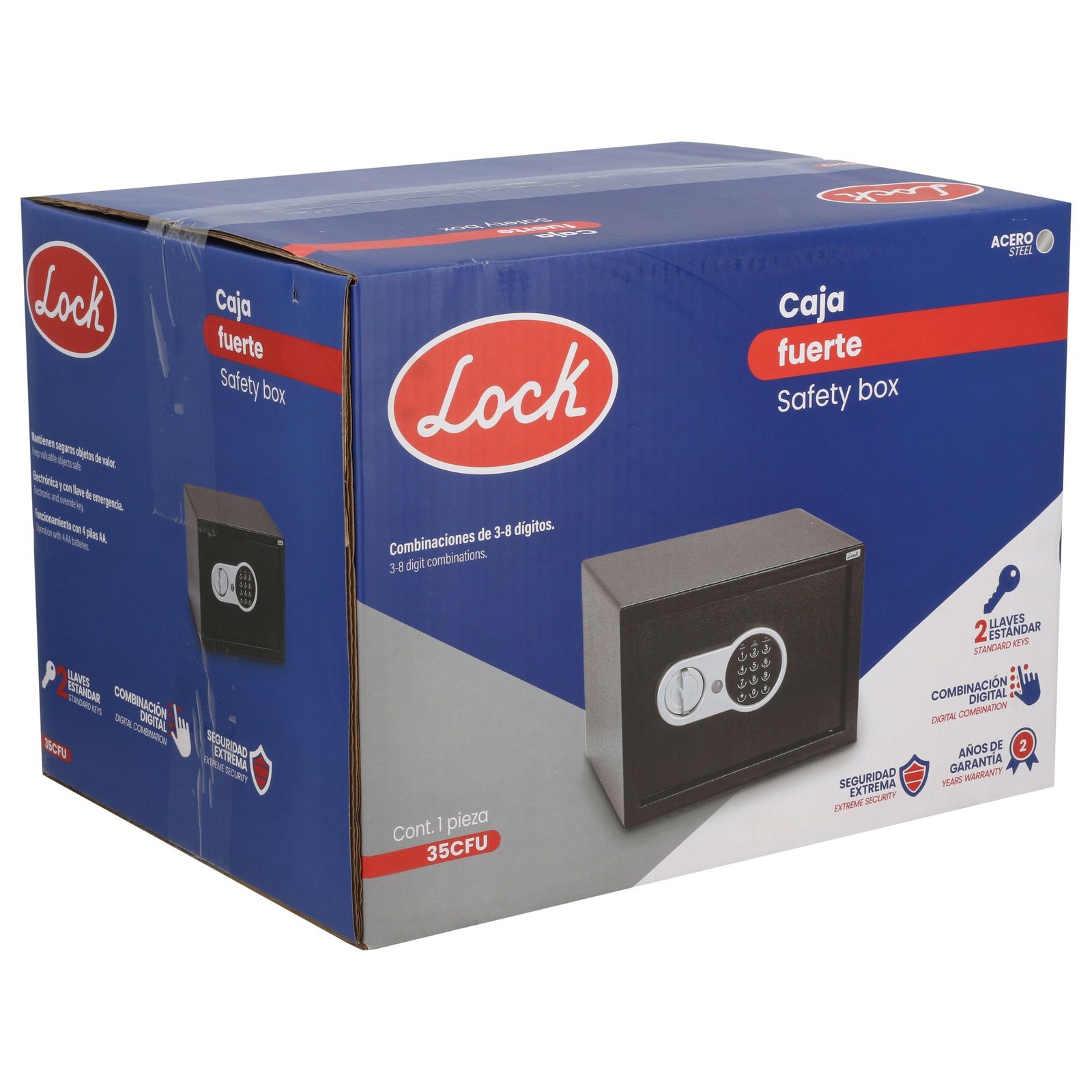 Caja fuerte metálica mediana 35 cm Lock - Imagen 3